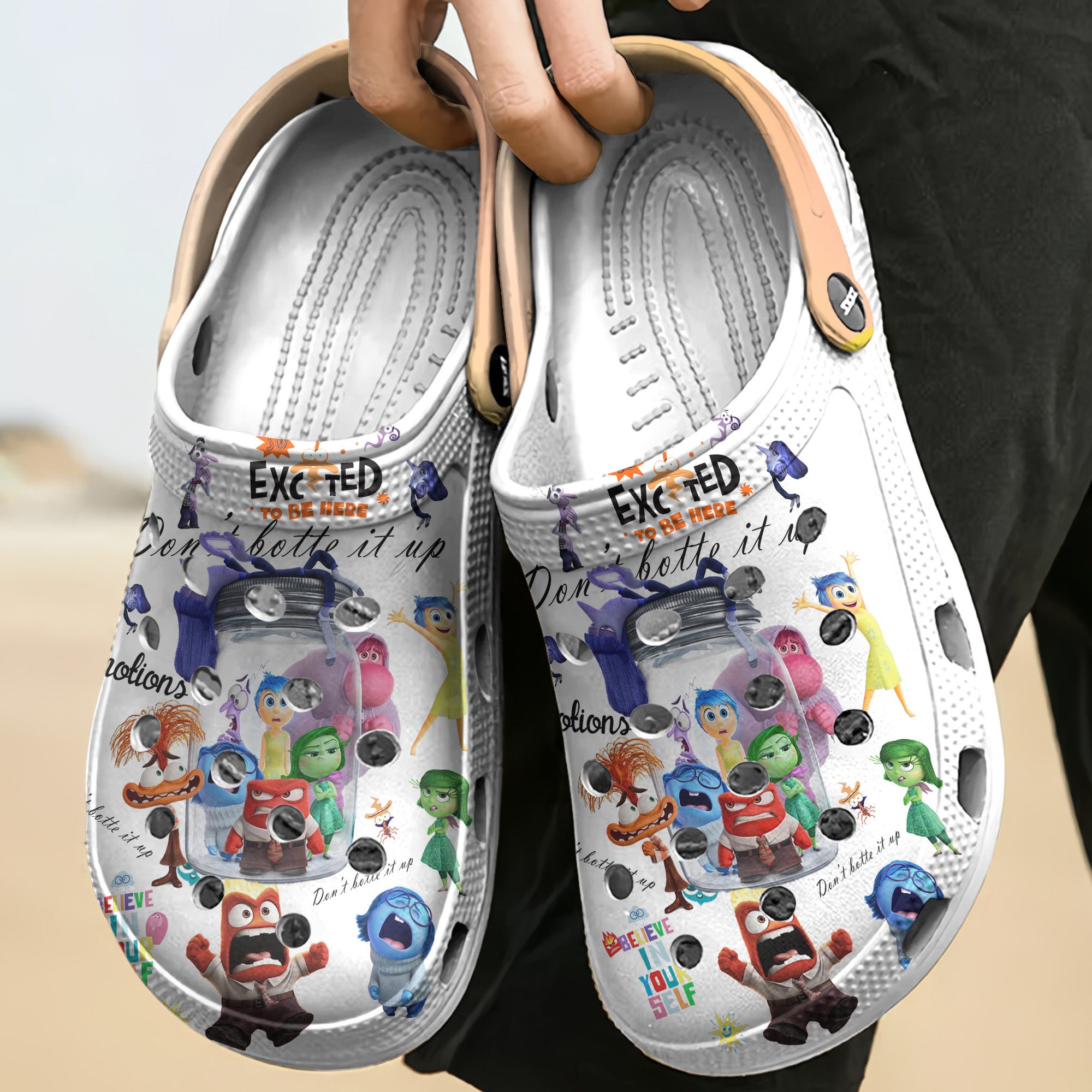 Merchidea Inside Out Cartoon Crocs Crocband Clogs Shoes Comfortable For Men Women and Kids