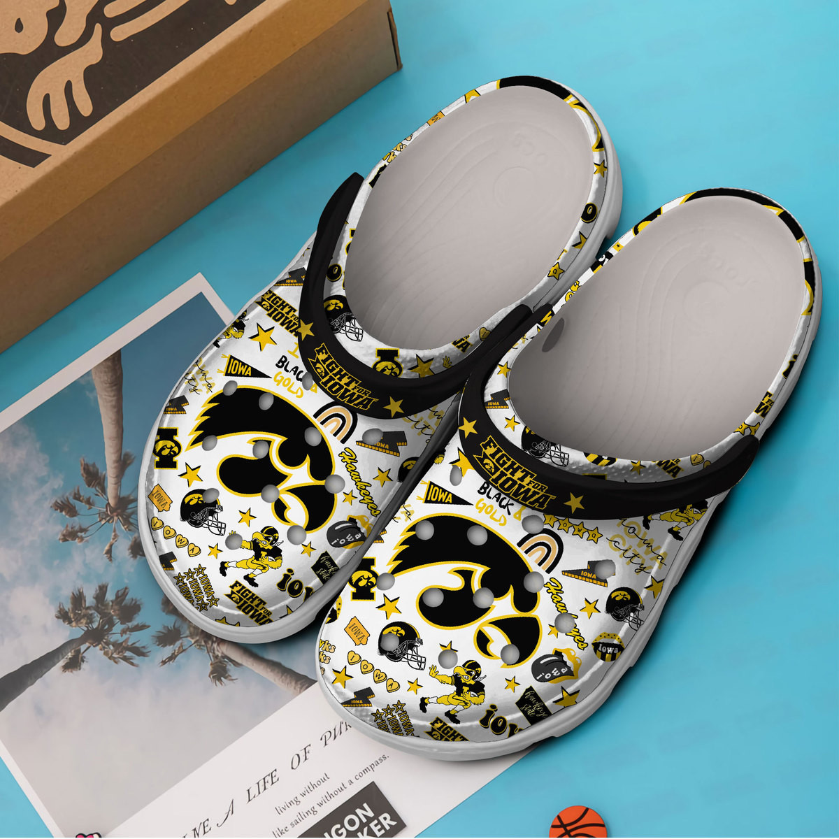 Merchidea Iowa Hawkeyes NCAA Sport Crocs Crocband Clogs Shoes Comfortable For Men Women and Kids