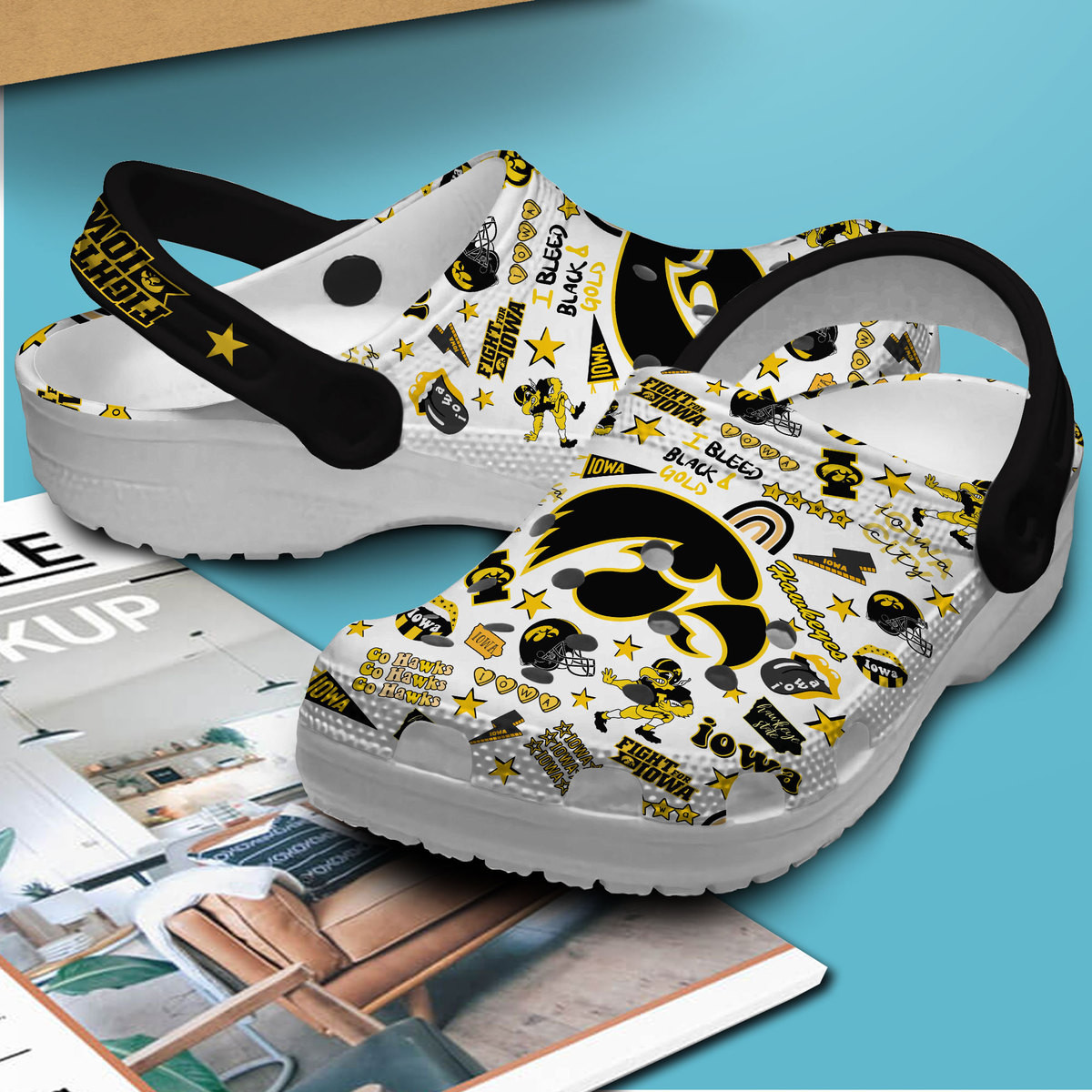 Merchidea Iowa Hawkeyes NCAA Sport Crocs Crocband Clogs Shoes Comfortable For Men Women and Kids