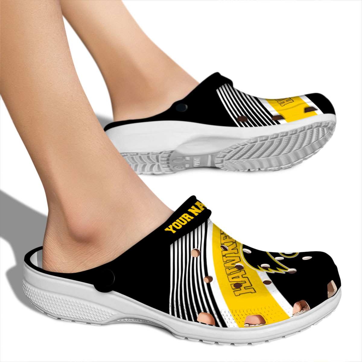 Merchidea Iowa Hawkeyes NCAA Sport Crocs Crocband Clogs Shoes Comfortable For Men Women and Kids