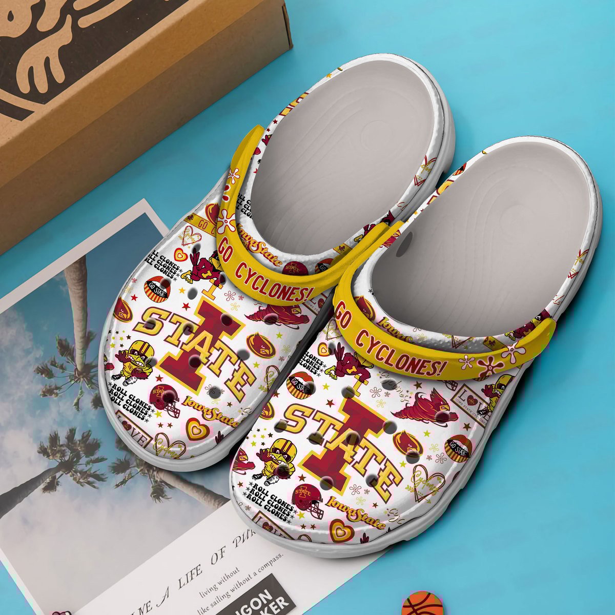 Merchidea Iowa State Cyclones NCAA Sport Crocs Crocband Clogs Shoes Comfortable For Men Women and Kids