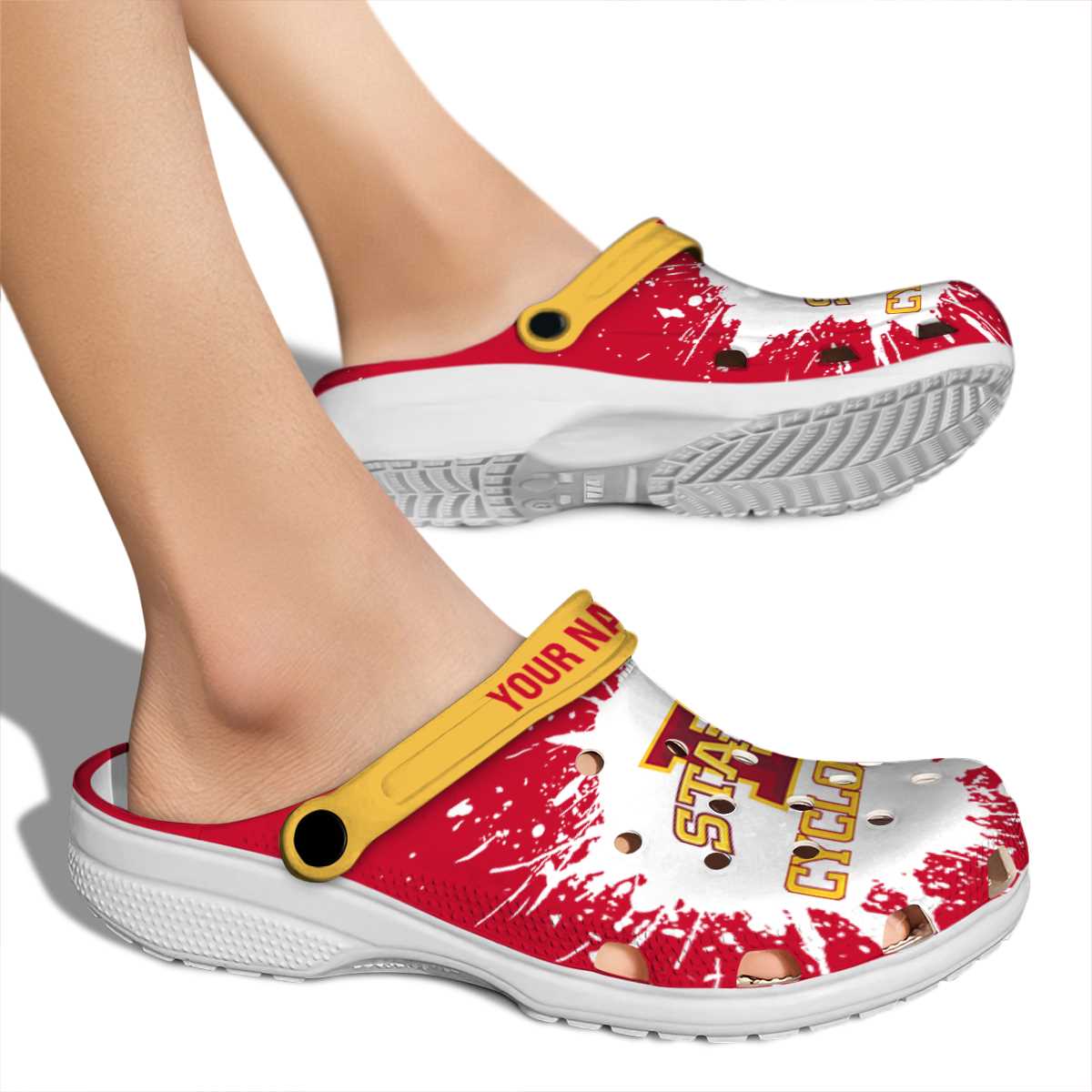 Merchidea Iowa State Cyclones NCAA Sport Crocs Crocband Clogs Shoes Comfortable For Men Women and Kids