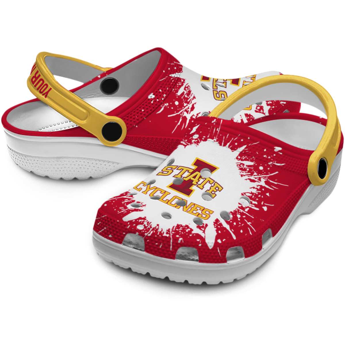 Merchidea Iowa State Cyclones NCAA Sport Crocs Crocband Clogs Shoes Comfortable For Men Women and Kids