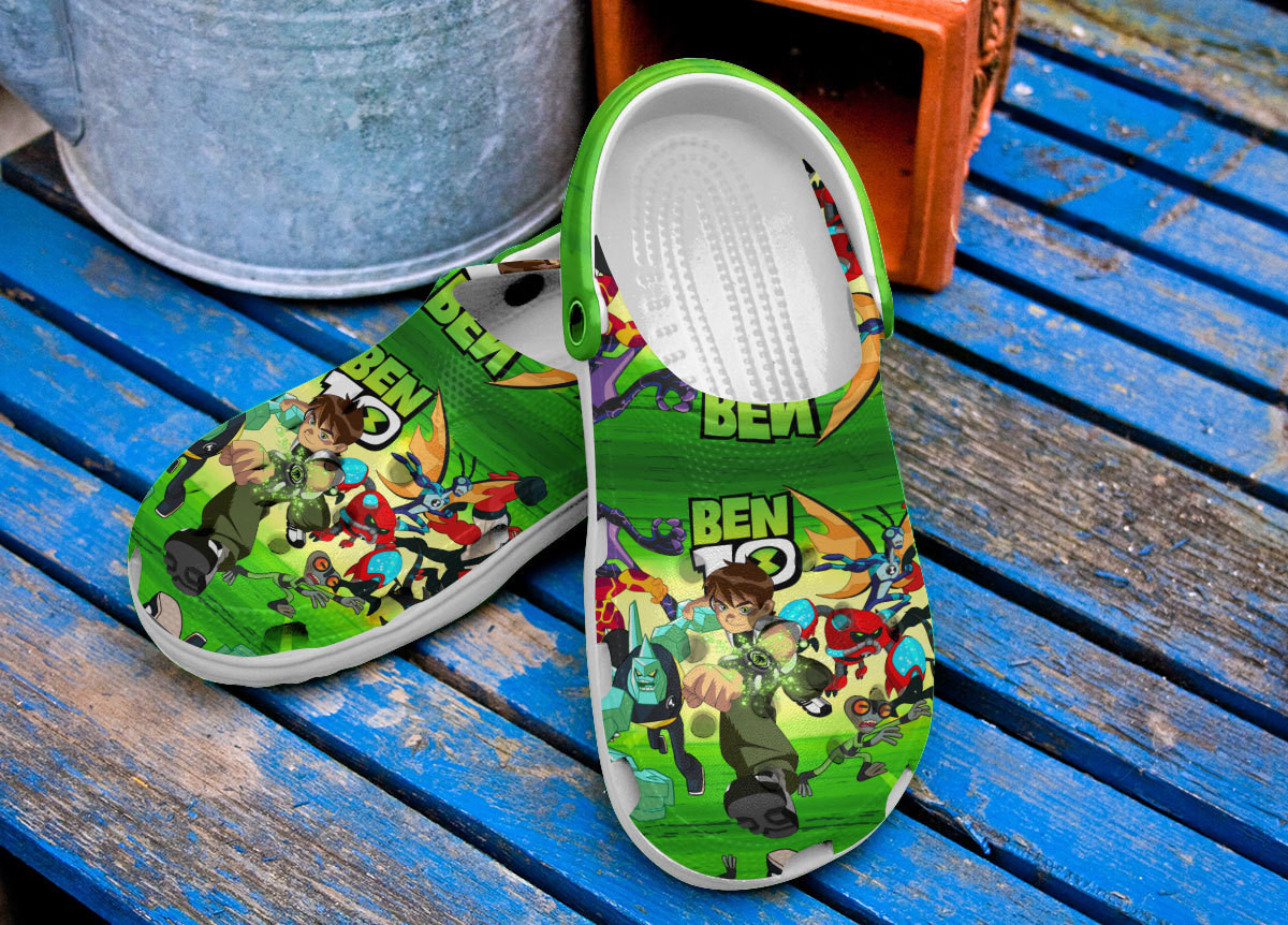 Merchidea It's Hero Time Ben 10 Cartoon Crocs Crocband Clogs Shoes Comfortable For Men Women and Kids