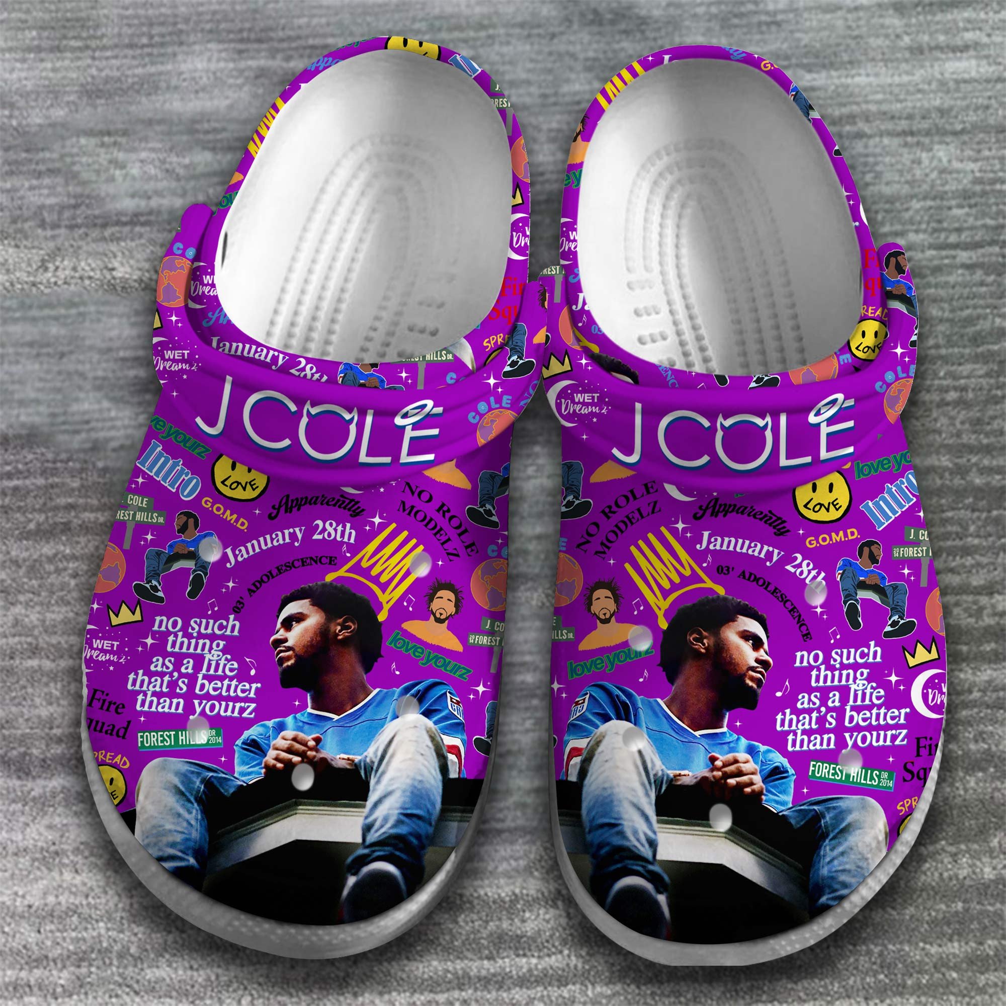 Merchidea J Cole Rapper Music Crocs Crocband Clogs Shoes Comfortable For Men Women and Kids