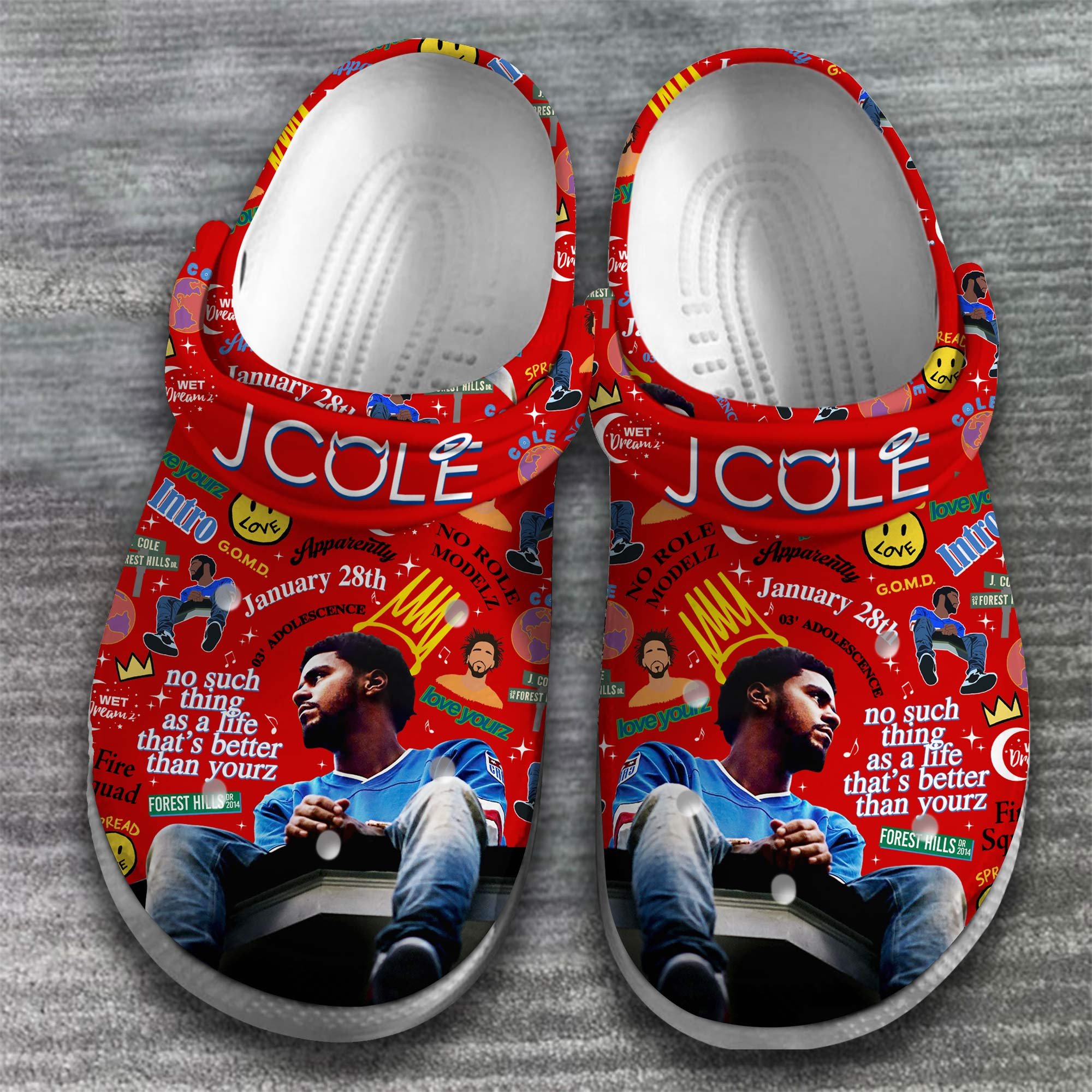 Merchidea J Cole Rapper Music Crocs Crocband Clogs Shoes Comfortable For Men Women and Kids