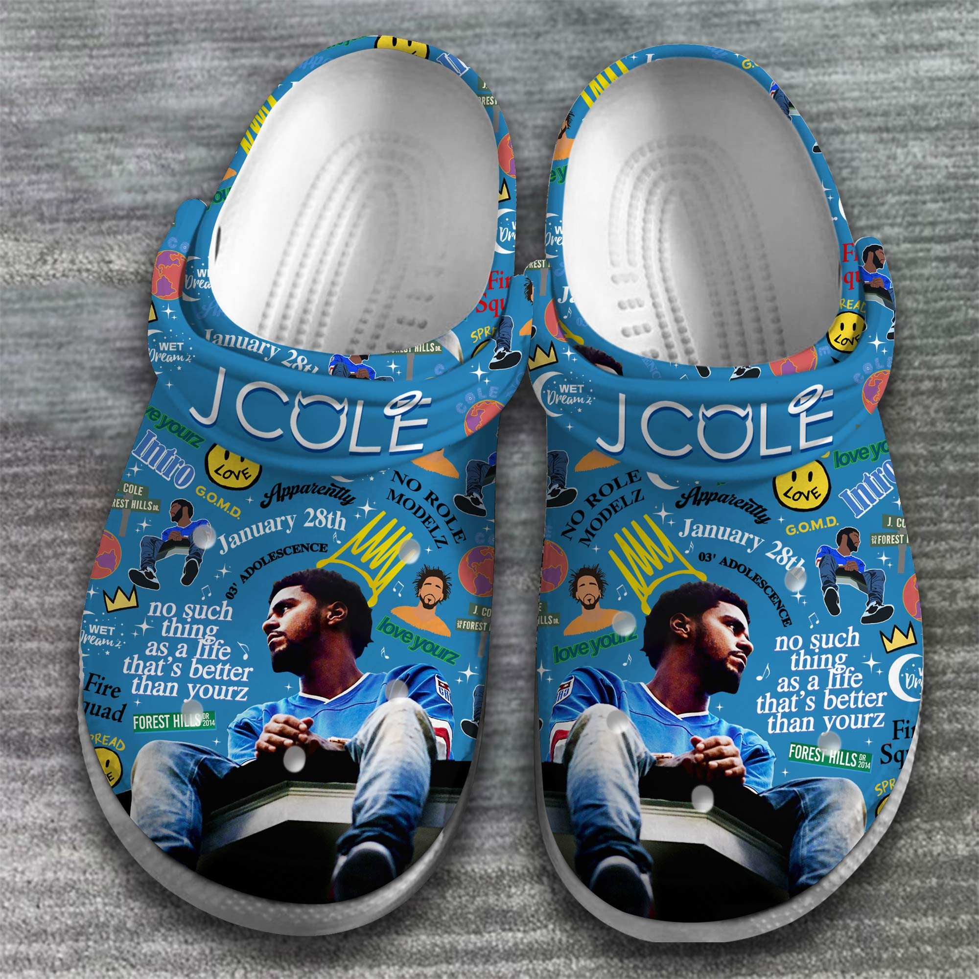 Merchidea J Cole Rapper Music Crocs Crocband Clogs Shoes Comfortable For Men Women and Kids