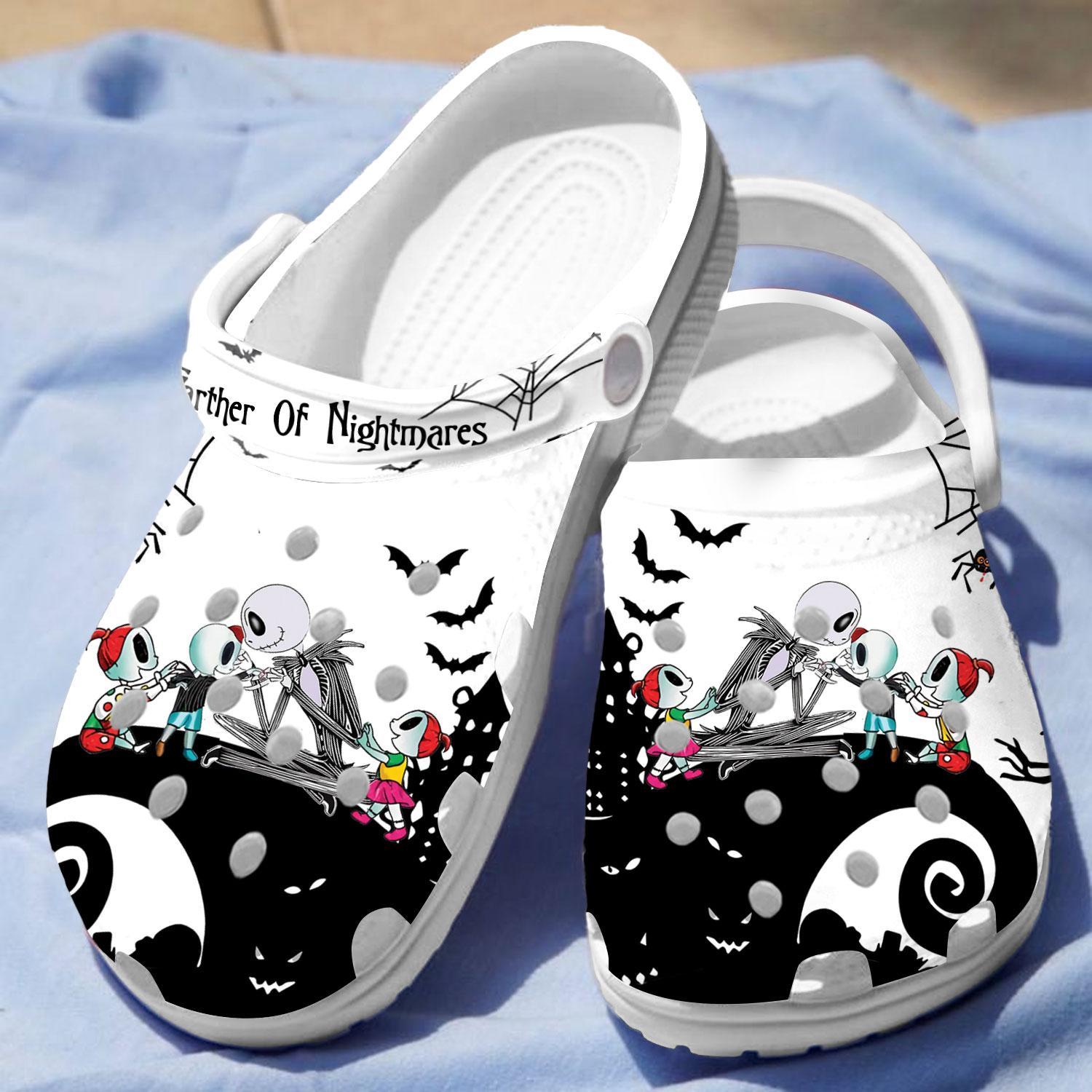 Merchidea Jack Skellington Farther Of Nightmares Movie Crocs Crocband Clogs Shoes Comfortable For Men Women and Kids