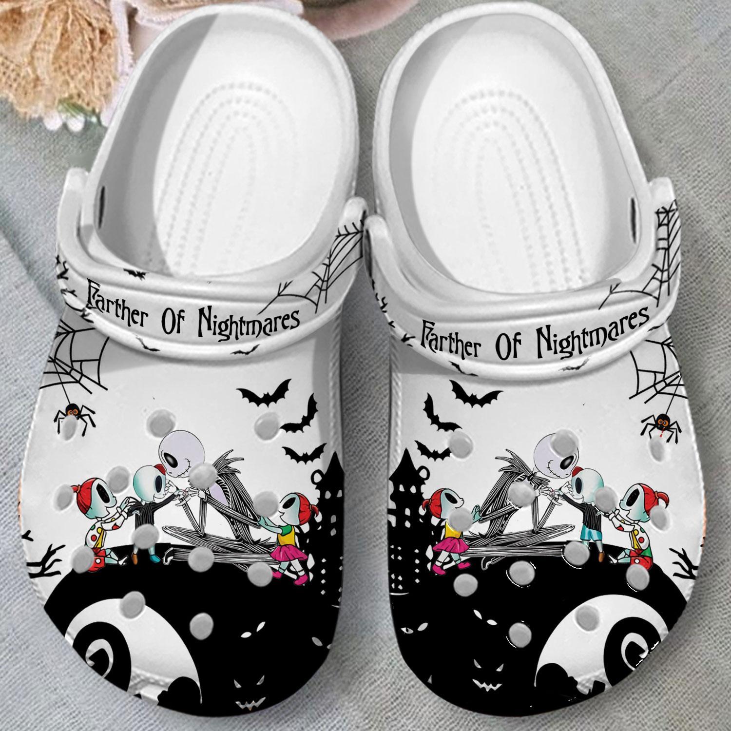 Merchidea Jack Skellington Farther Of Nightmares Movie Crocs Crocband Clogs Shoes Comfortable For Men Women and Kids