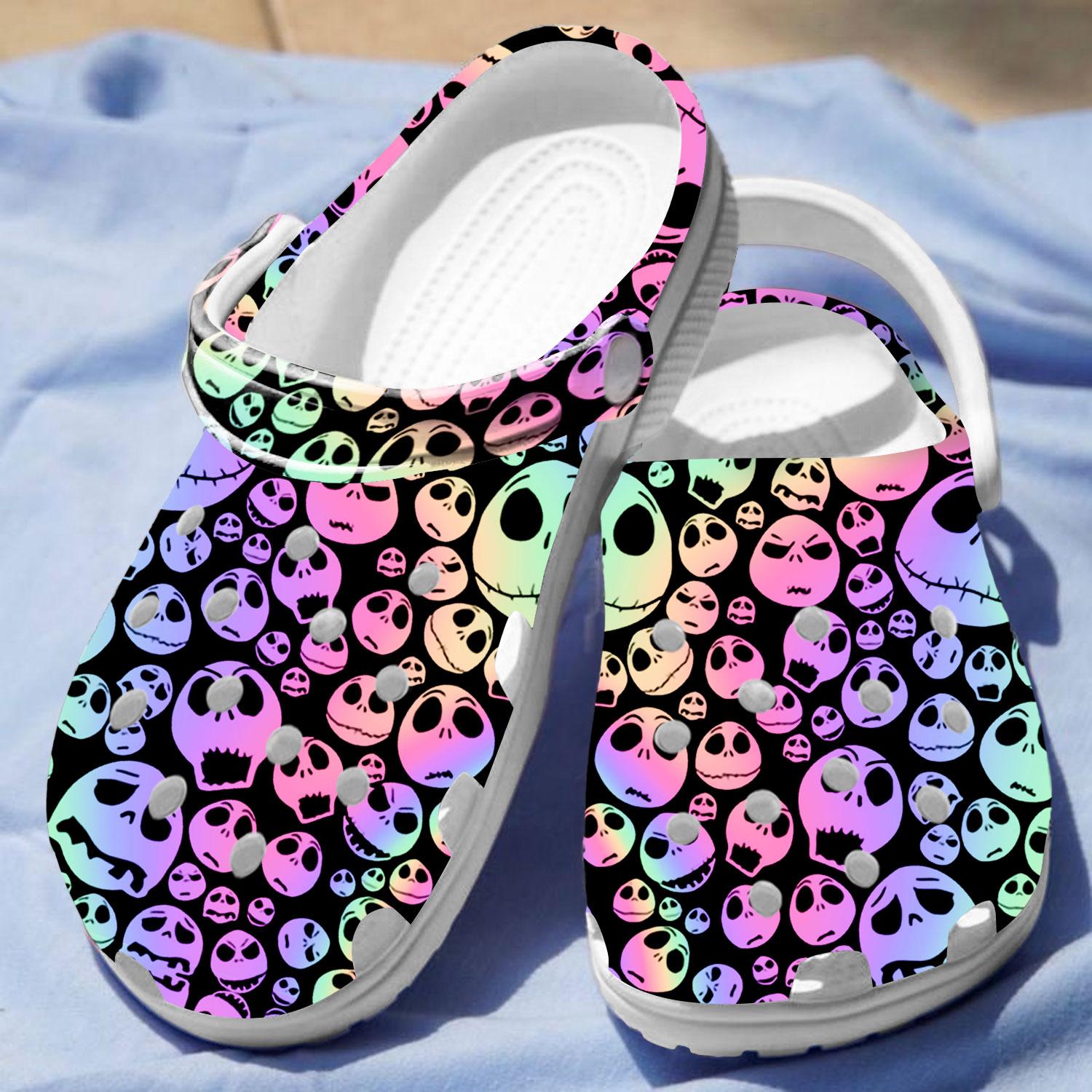 Merchidea Jack Skellington The Nightmare Before Christmas Movie Crocs Crocband Clogs Shoes Comfortable For Men Women and Kids