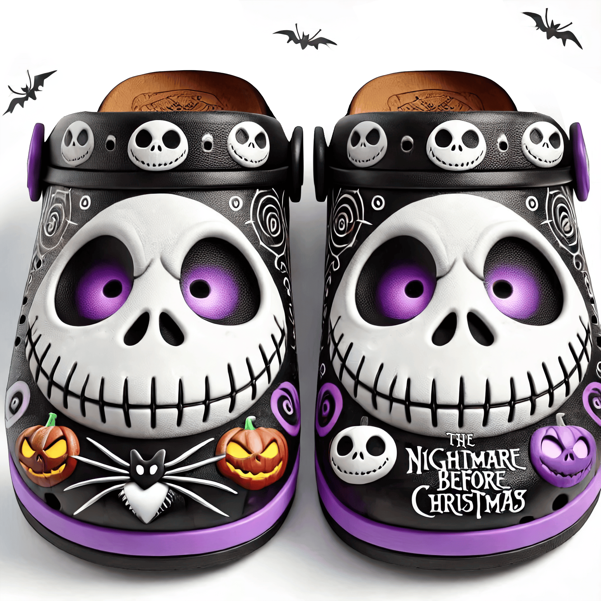 Merchidea Jack Skellington The Nightmare Before Christmas Movie Crocs Crocband Clogs Shoes Comfortable For Men Women and Kids