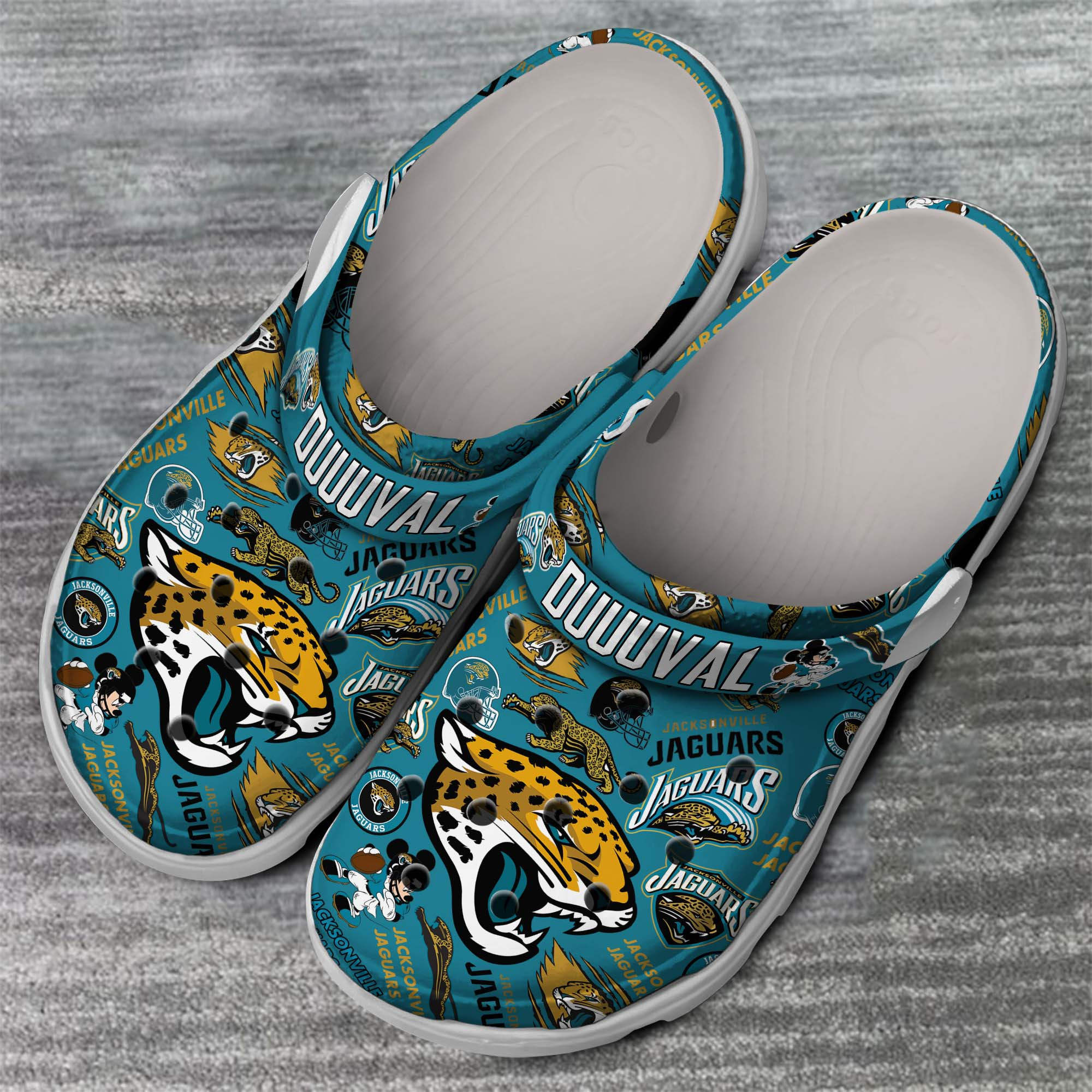 Merchidea Jacksonville Jaguars NFL Sport Crocs Crocband Clogs Shoes Comfortable For Men Women and Kids