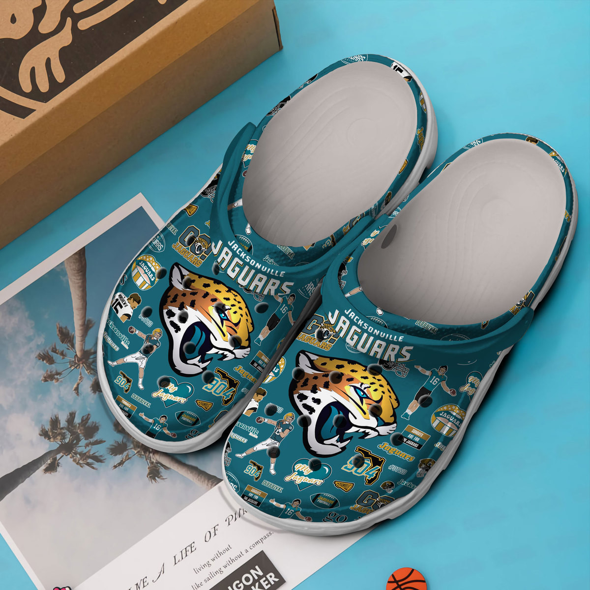 Merchidea Jacksonville Jaguars NFL Sport Crocs Crocband Clogs Shoes Comfortable For Men Women and Kids