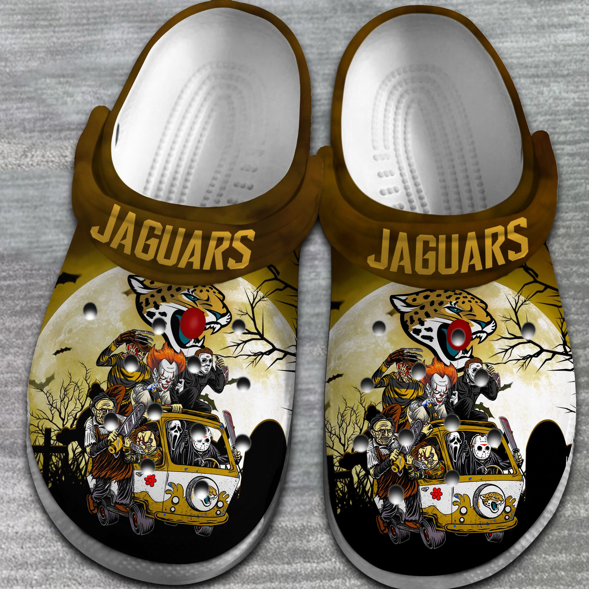 Merchidea Jacksonville Jaguars NFL Sport Crocs Crocband Clogs Shoes Comfortable For Men Women and Kids