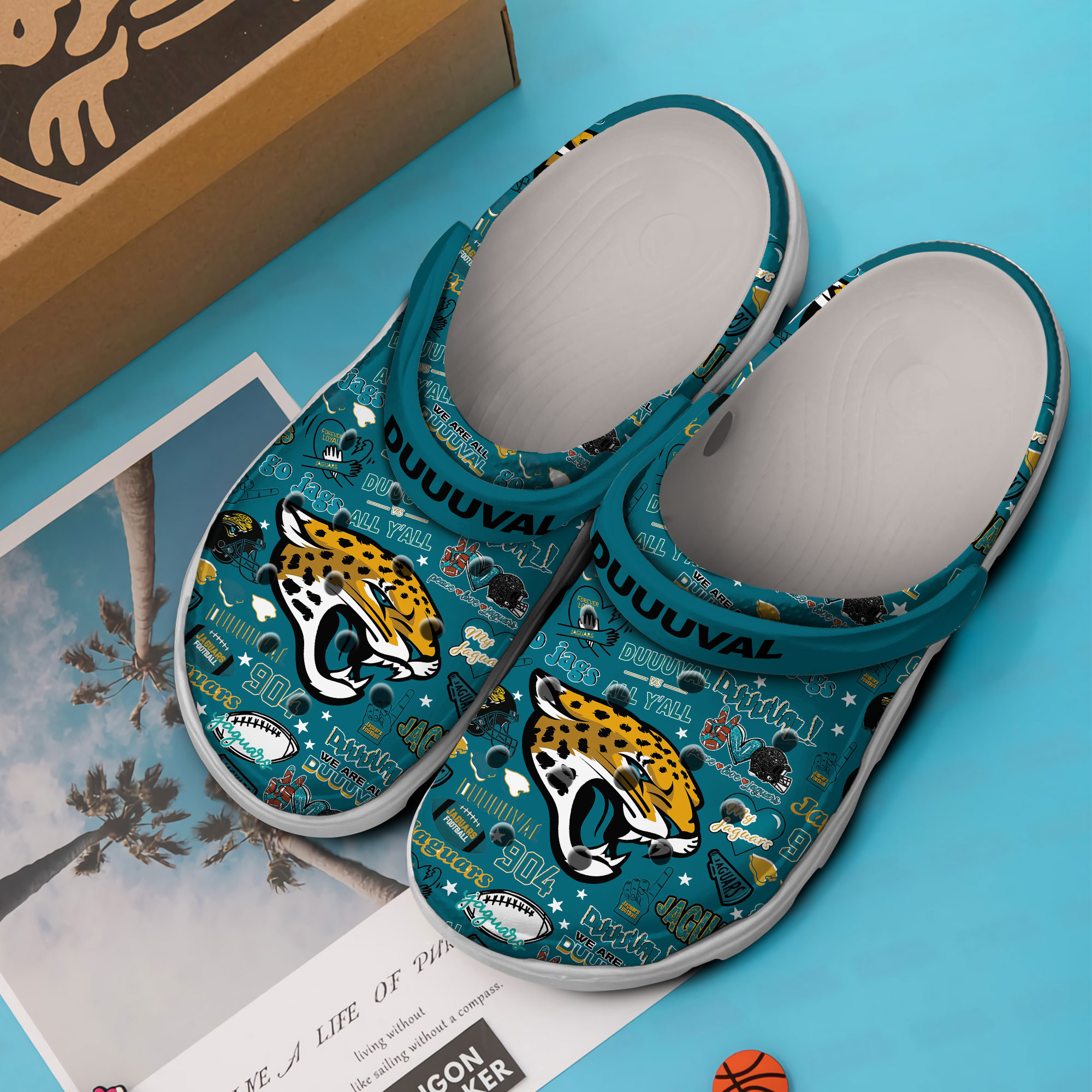 Merchidea Jacksonville Jaguars NFL Sport Crocs Crocband Clogs Shoes Comfortable For Men Women and Kids