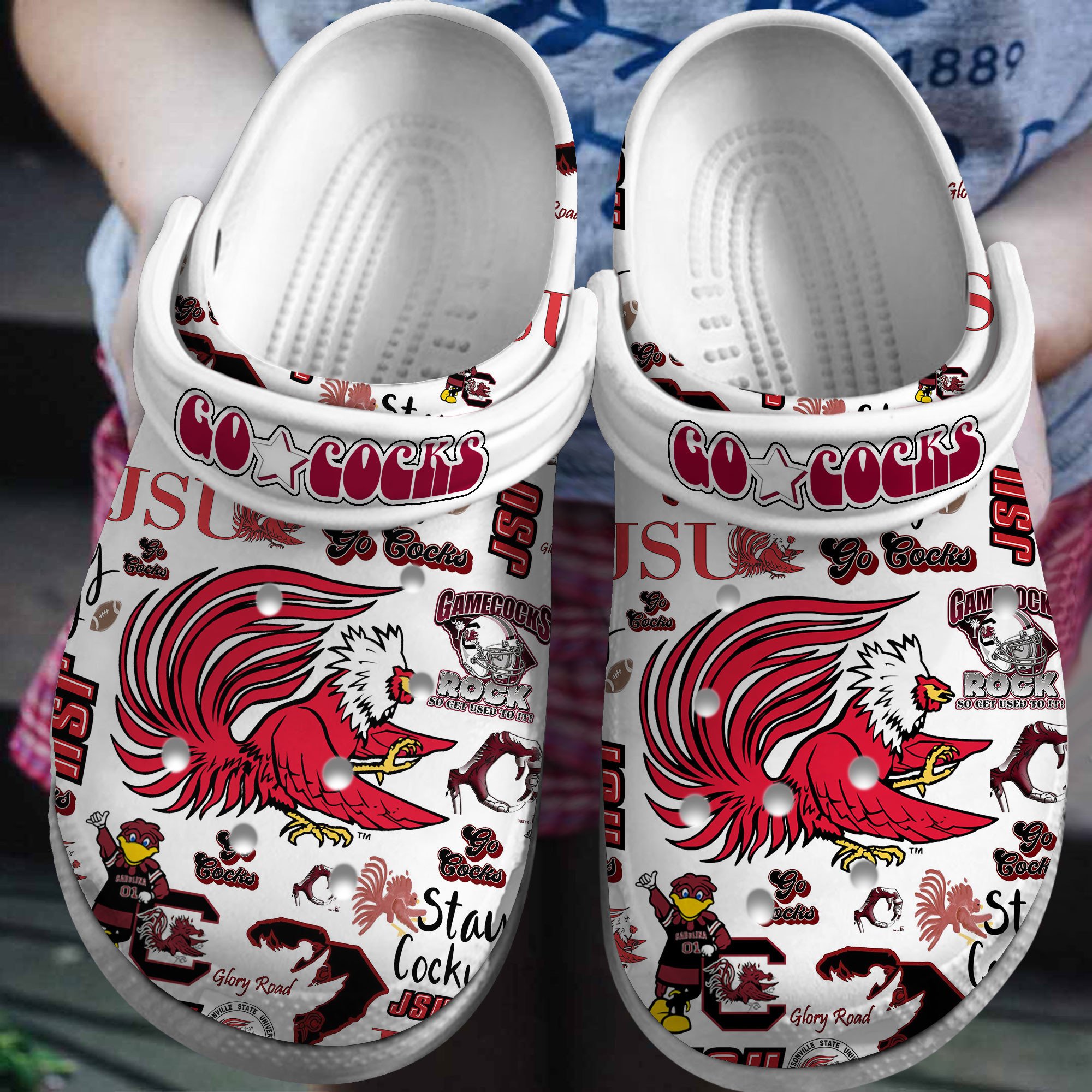 Merchidea Jacksonville State Gamecocks football NCAA Sport Crocs Crocband Clogs Shoes Comfortable For Men Women and Kids
