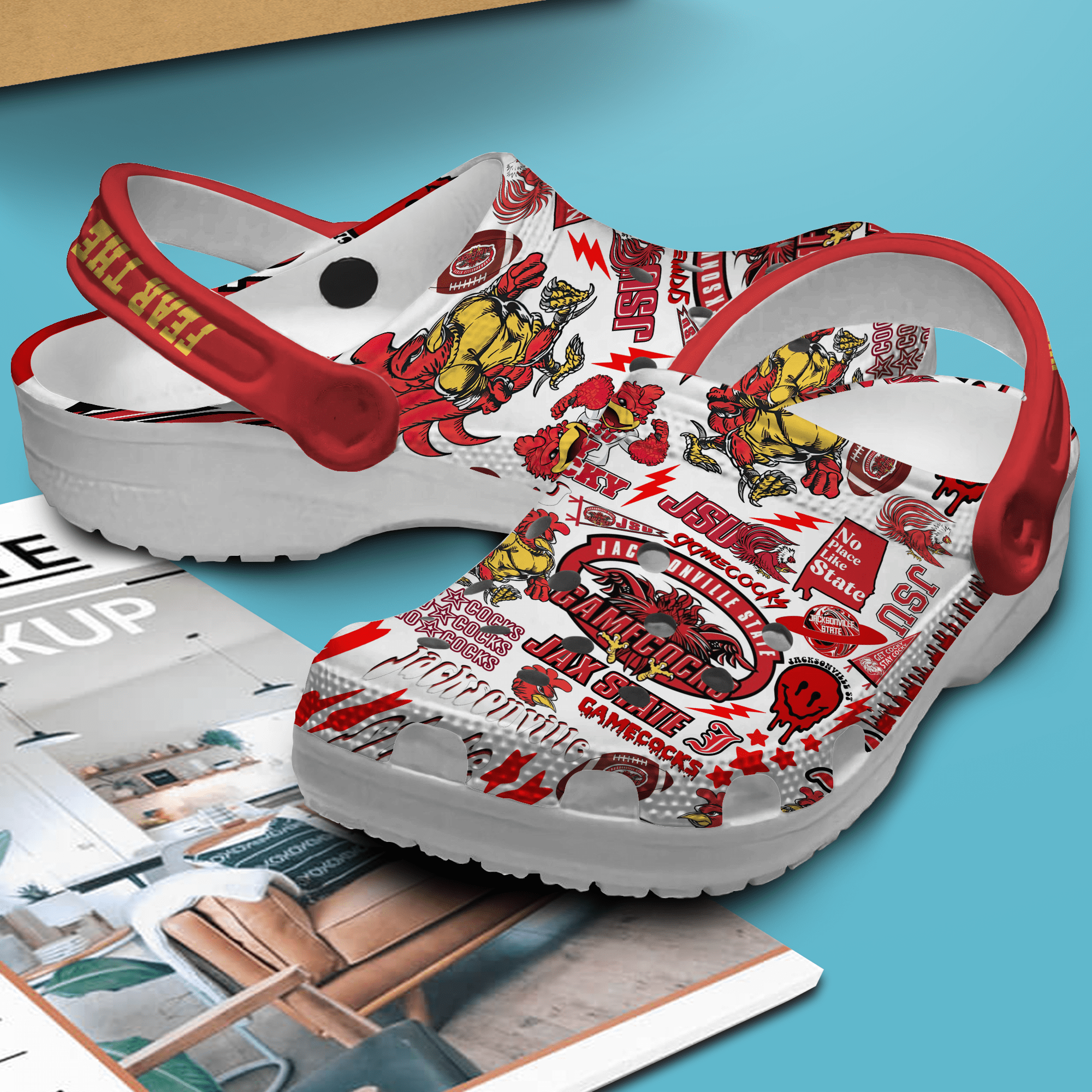 Merchidea Jacksonville State Gamecocks NCAA Sport Crocs Crocband Clogs Shoes Comfortable For Men Women and Kids