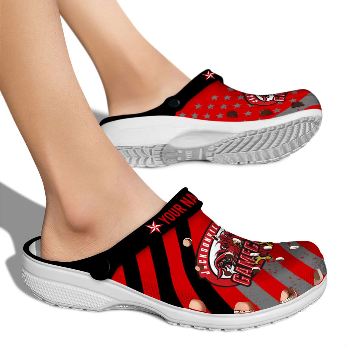 Merchidea Jacksonville State Gamecocks NCAA Sport Crocs Crocband Clogs Shoes Comfortable For Men Women and Kids