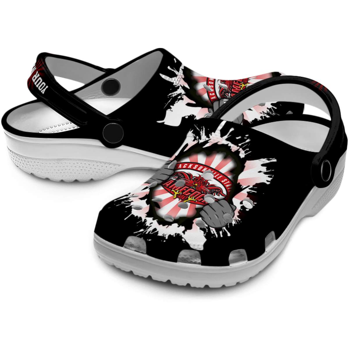 Merchidea Jacksonville State Gamecocks NCAA Sport Crocs Crocband Clogs Shoes Comfortable For Men Women and Kids