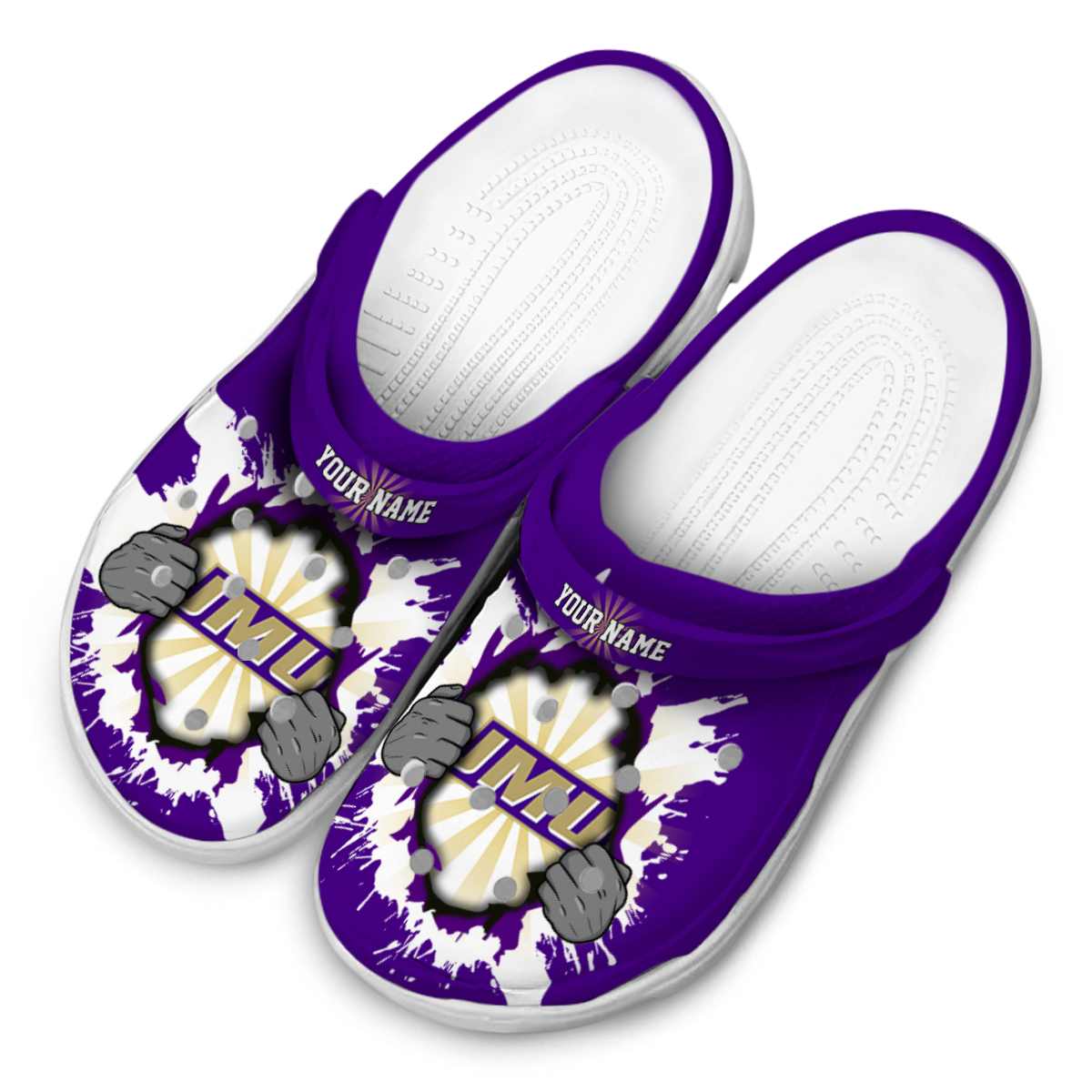 Merchidea James Madison Dukes NCAA Sport Crocs Crocband Clogs Shoes Comfortable For Men Women and Kids