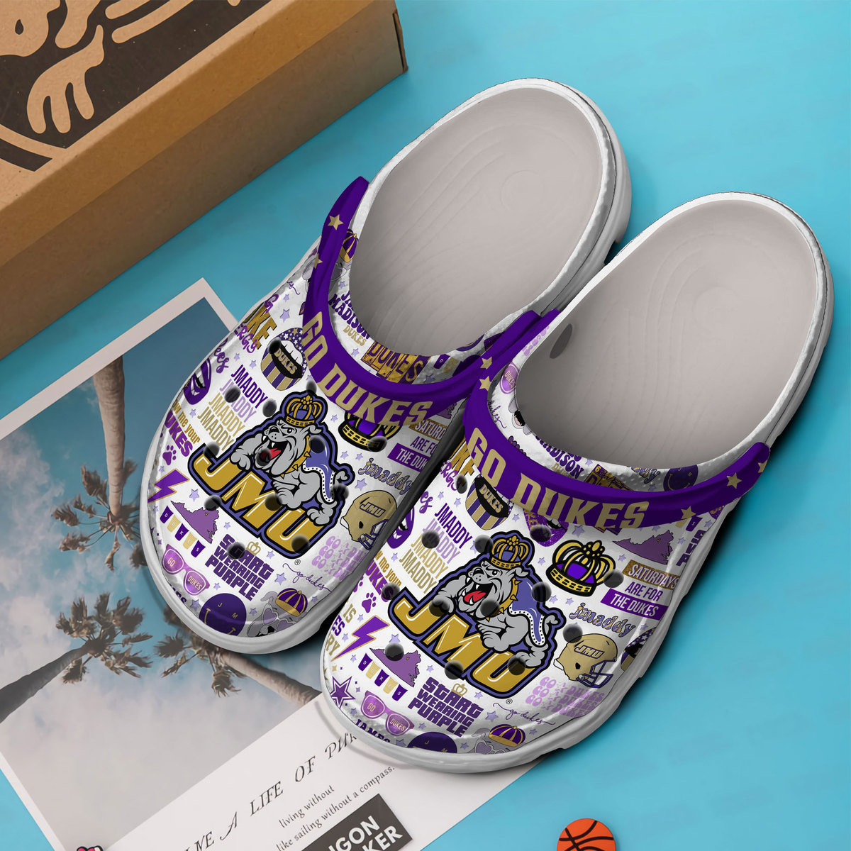 Merchidea James Madison Dukes NCAA Sport Crocs Crocband Clogs Shoes Comfortable For Men Women and Kids