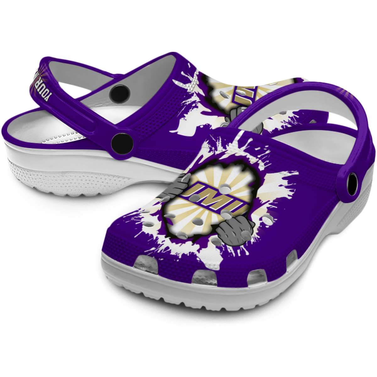 Merchidea James Madison Dukes NCAA Sport Crocs Crocband Clogs Shoes Comfortable For Men Women and Kids