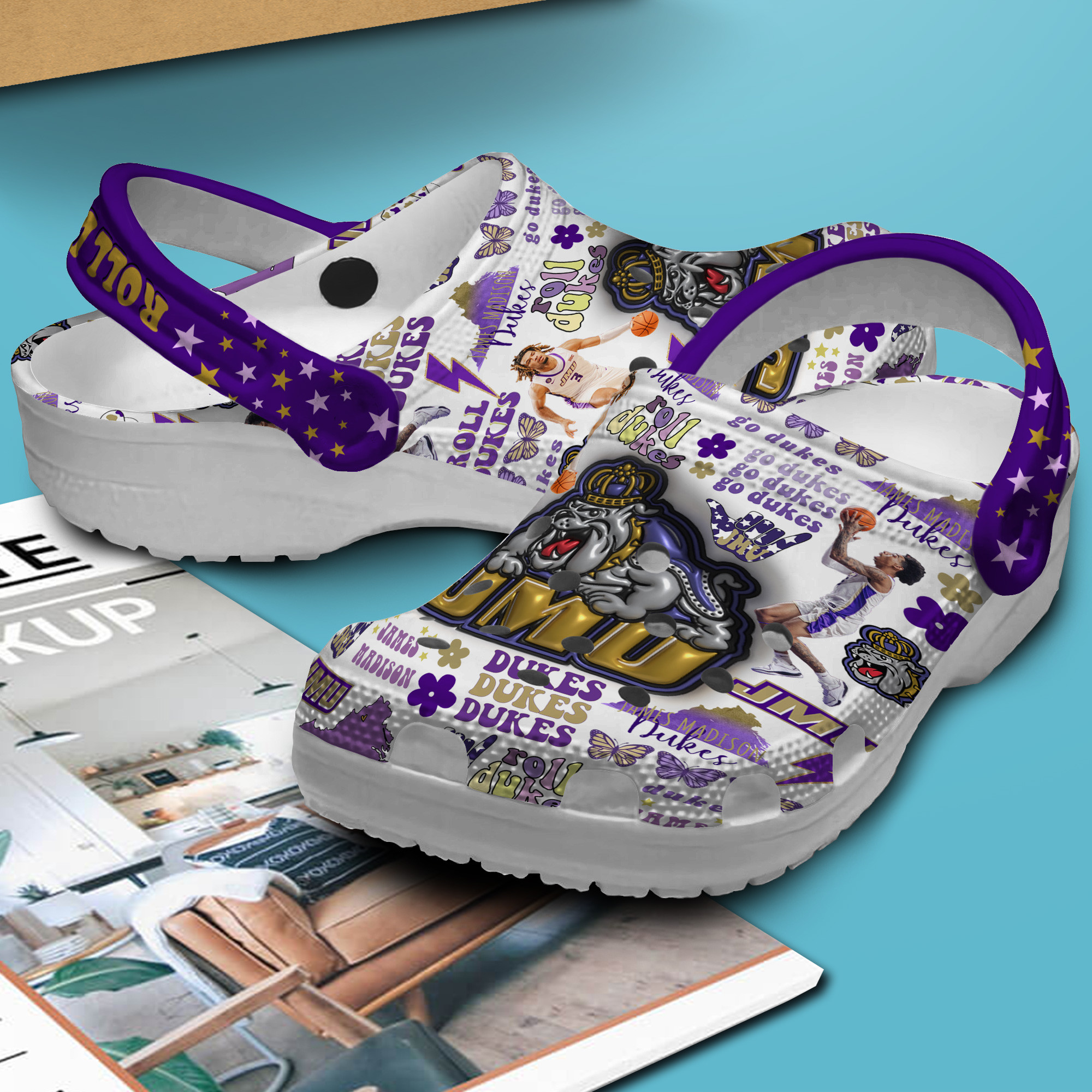 Merchidea James Madison Dukes NCAA Sport Crocs Crocband Clogs Shoes Comfortable For Men Women and Kids