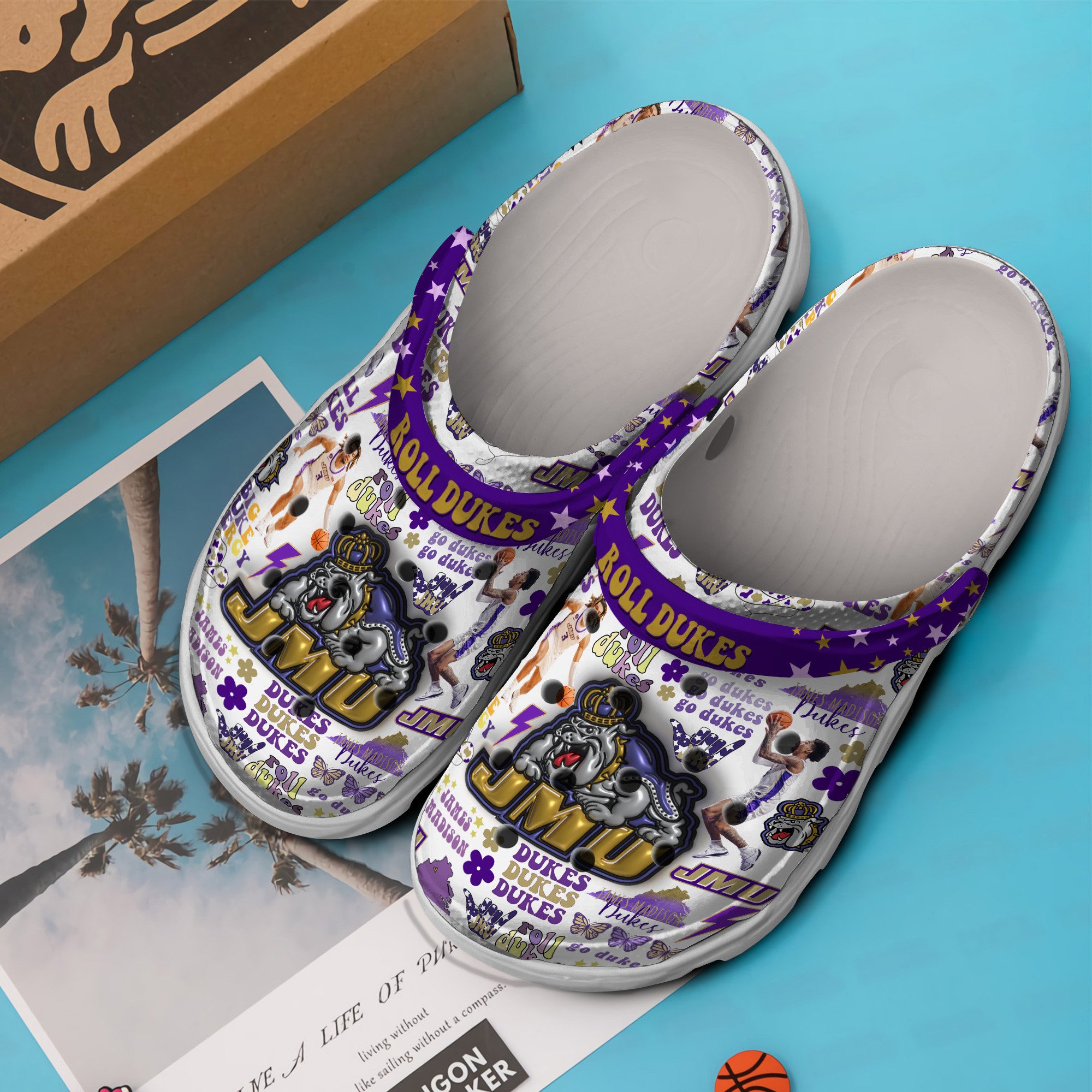 Merchidea James Madison Dukes NCAA Sport Crocs Crocband Clogs Shoes Comfortable For Men Women and Kids