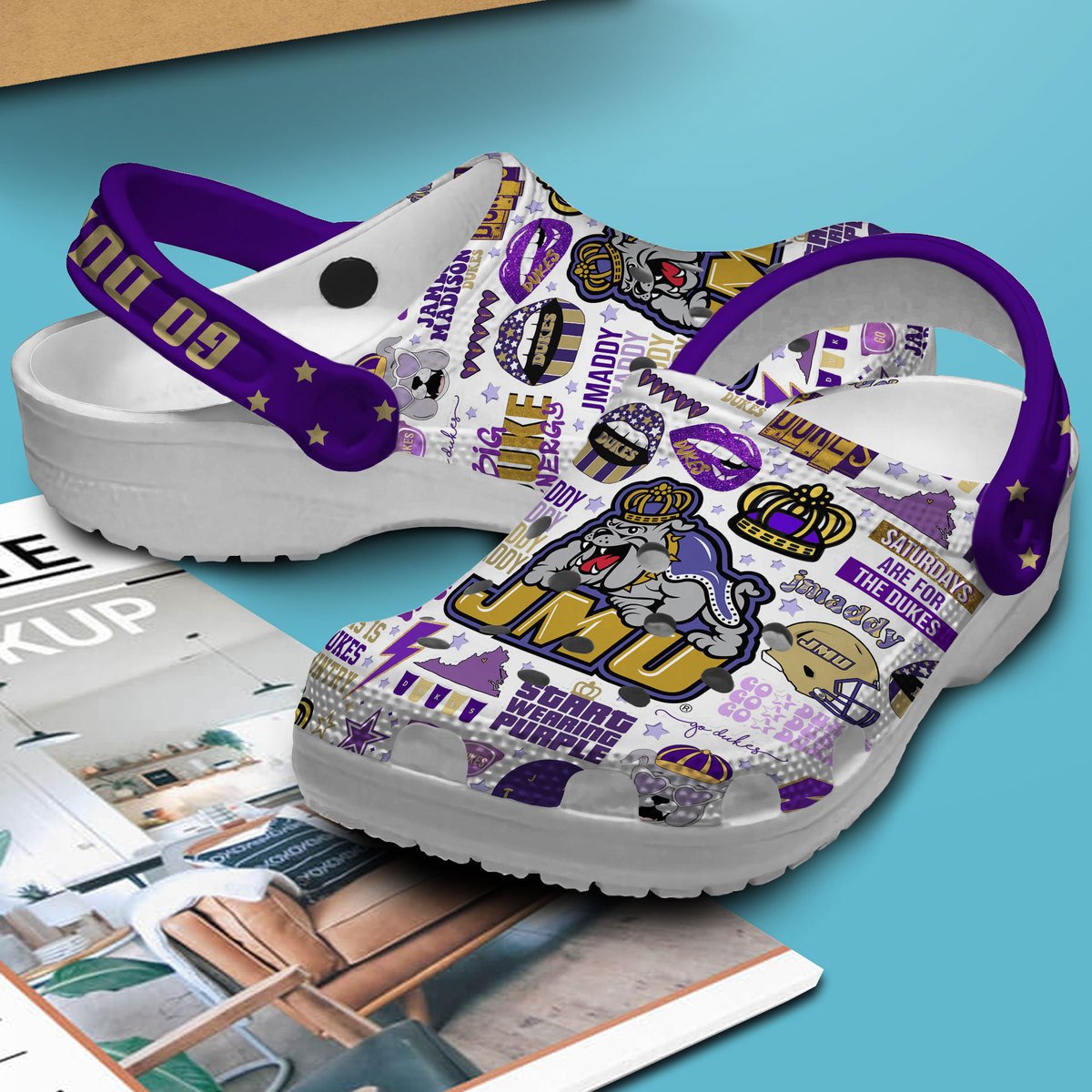 Merchidea James Madison Dukes NCAA Sport Crocs Crocband Clogs Shoes Comfortable For Men Women and Kids
