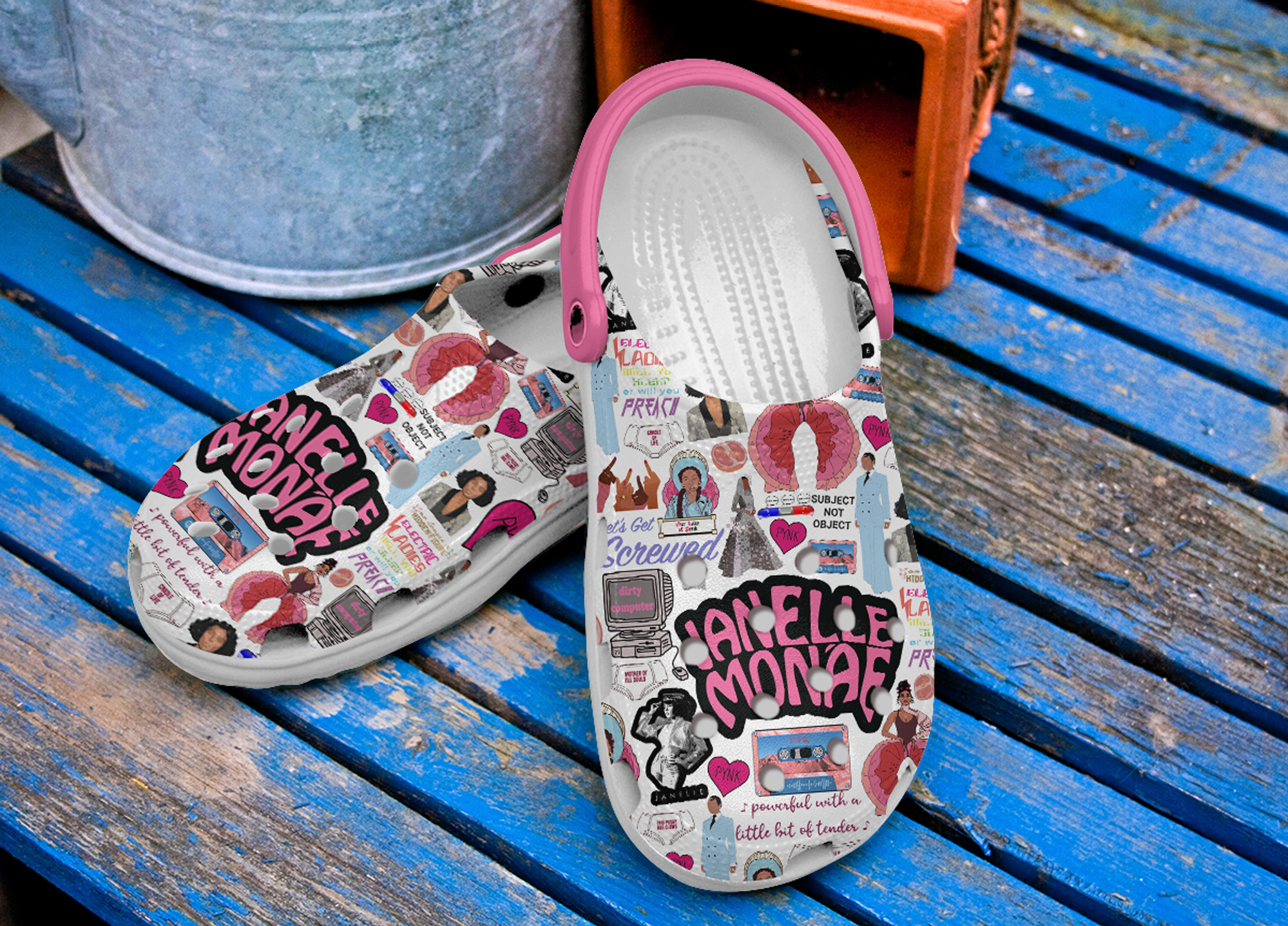 Merchidea Janelle Monae Music Crocs Crocband Clogs Shoes Comfortable For Men Women and Kids