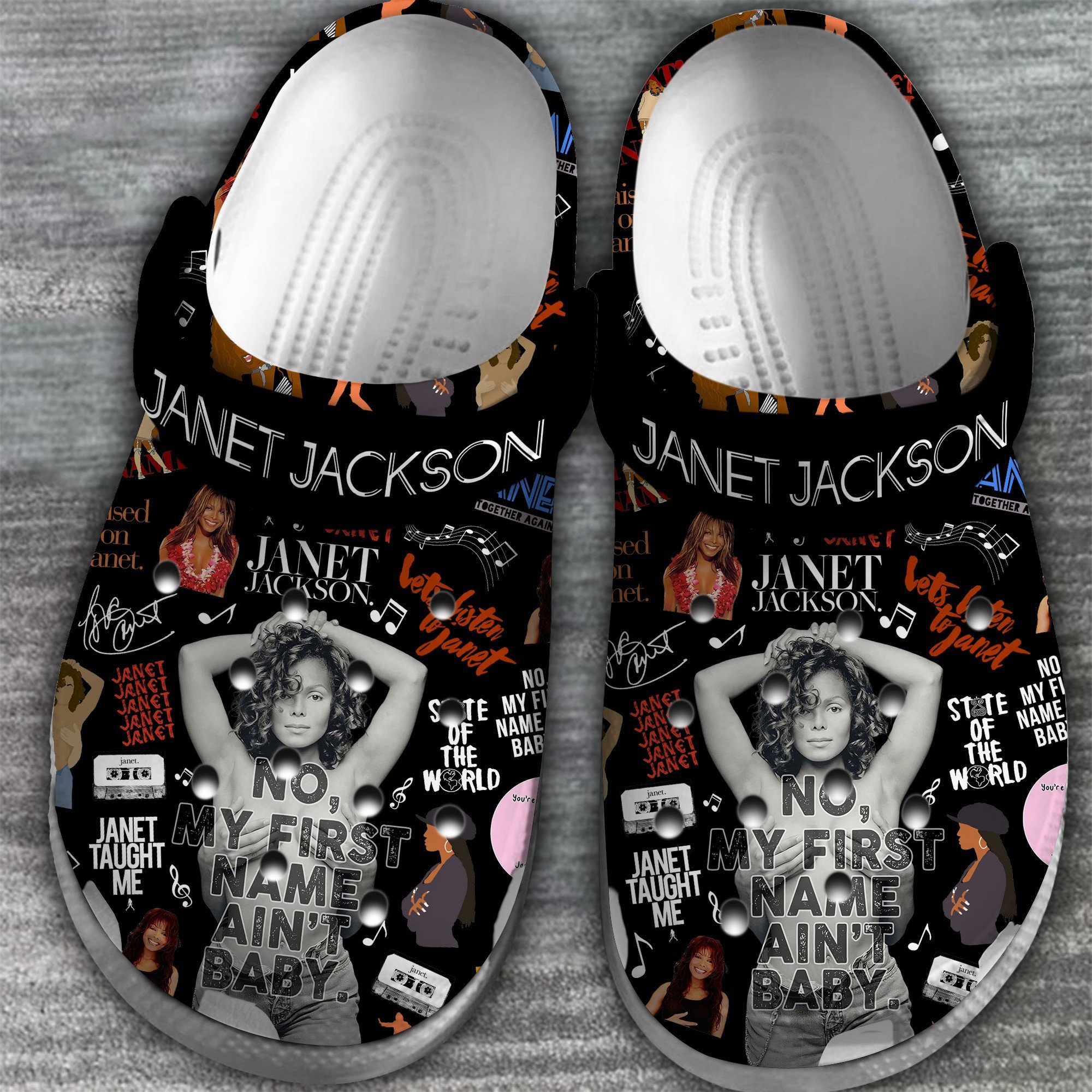 Merchidea Janet Jackson Singer Music Crocs Crocband Clogs Shoes Comfortable For Men Women and Kids