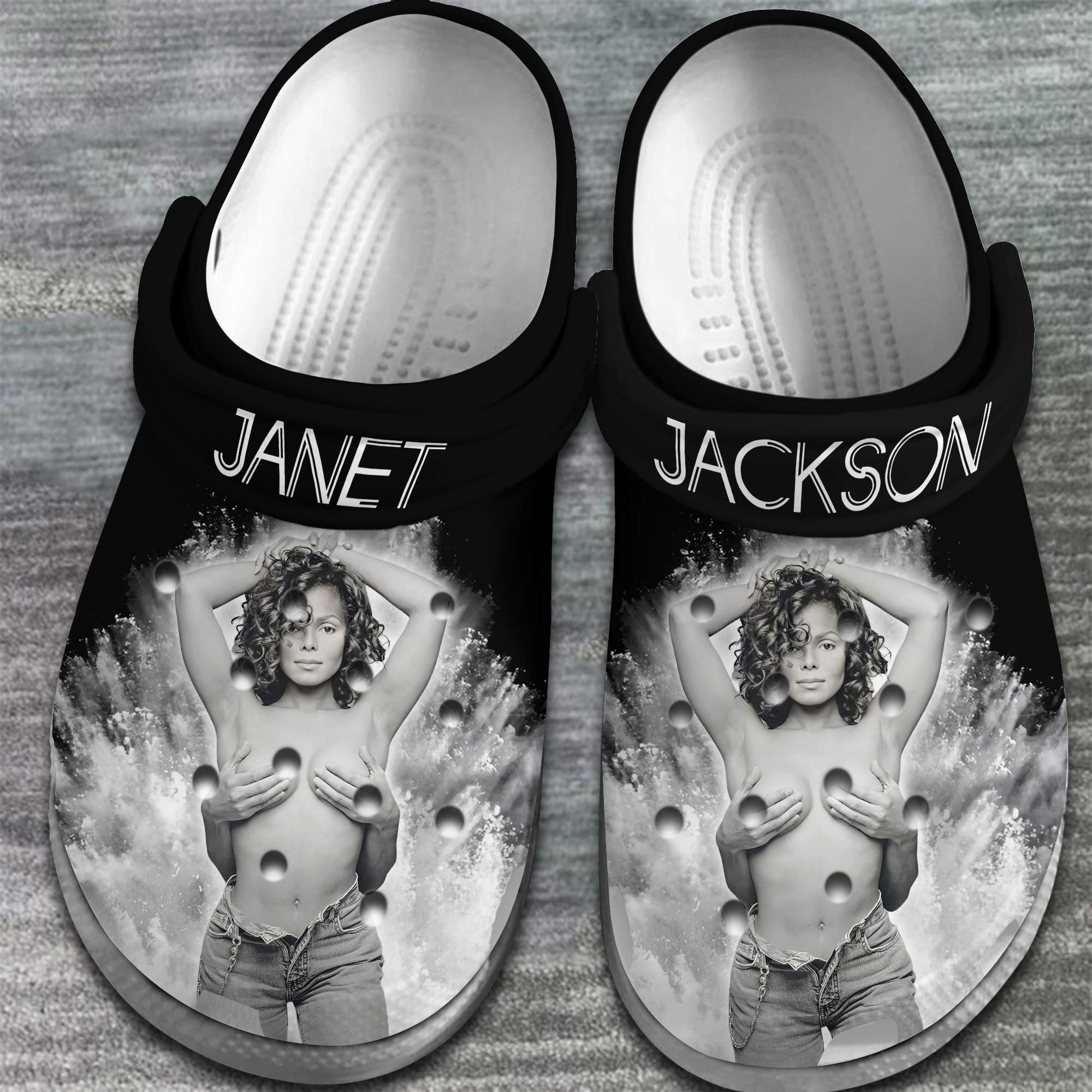 Merchidea Janet Jackson Singer Music Crocs Crocband Clogs Shoes Comfortable For Men Women and Kids