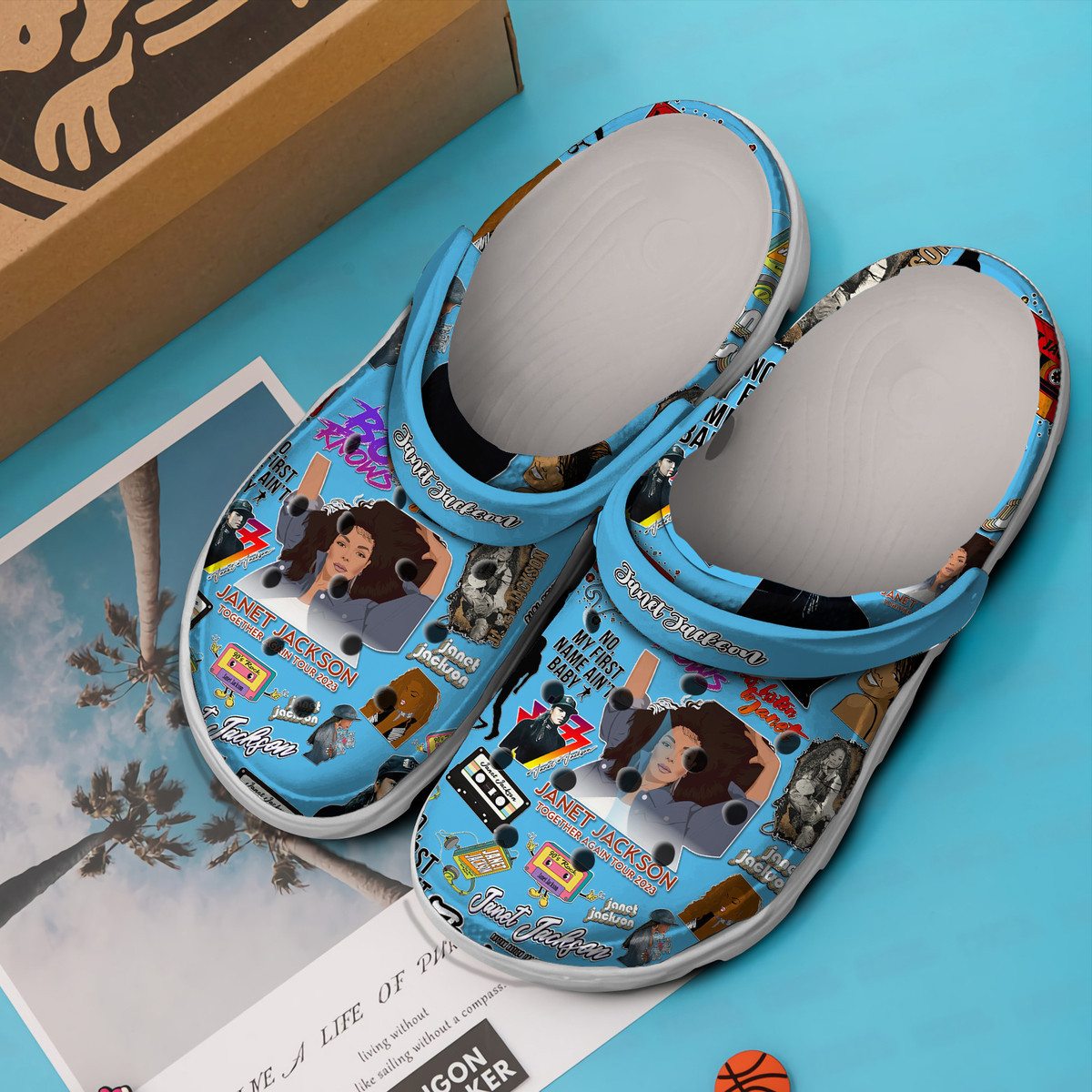 Merchidea Janet Jackson Singer Music Crocs Crocband Clogs Shoes Comfortable For Men Women and Kids