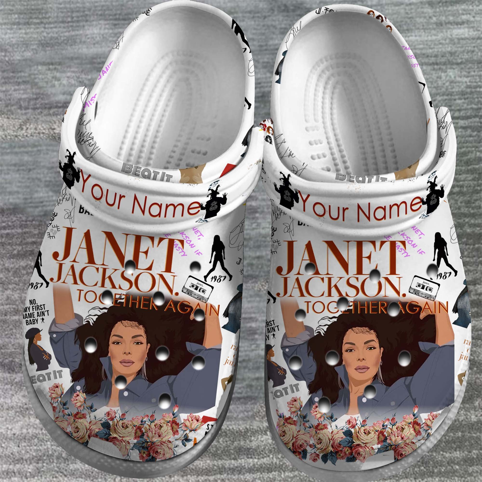 Merchidea Janet Jackson Singer Music Crocs Crocband Clogs Shoes Comfortable For Men Women and Kids