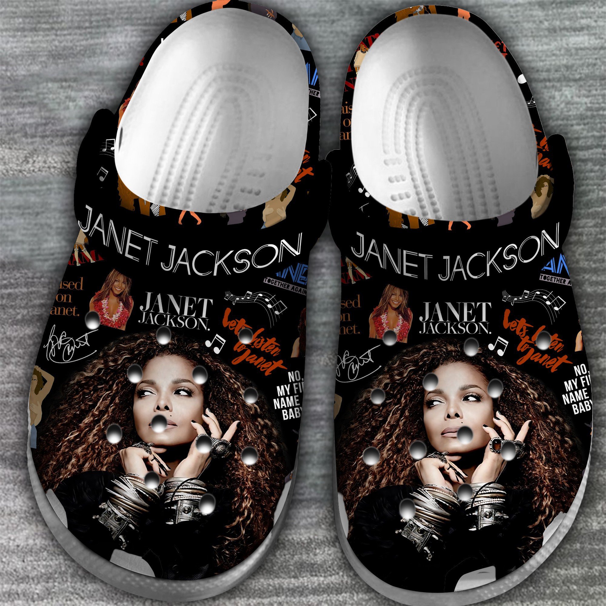 Merchidea Janet Jackson Singer Music Crocs Crocband Clogs Shoes Comfortable For Men Women and Kids