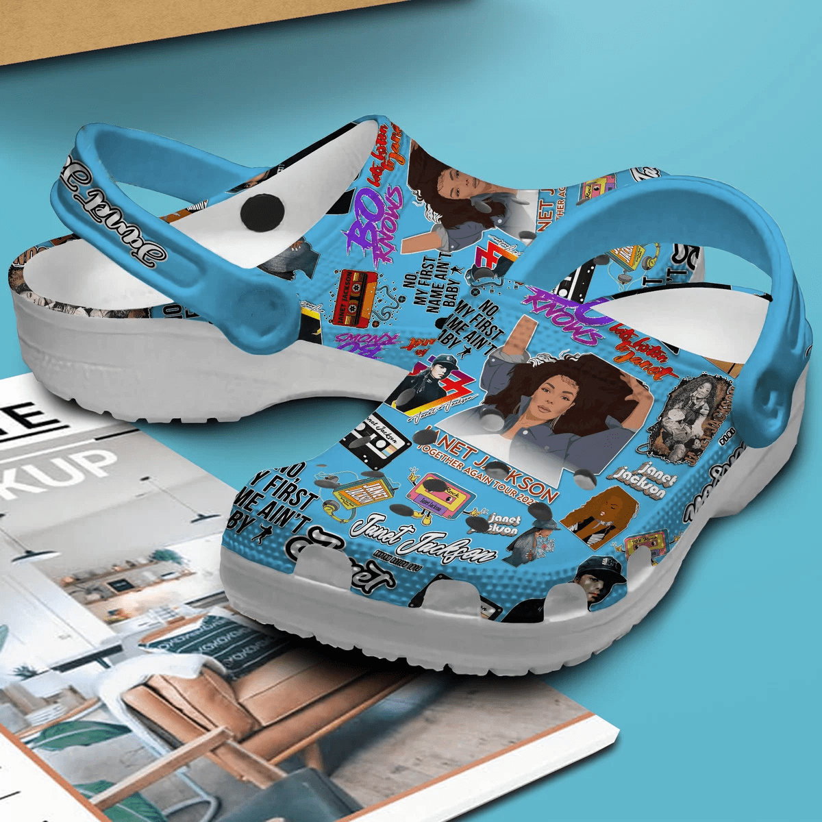 Merchidea Janet Jackson Singer Music Crocs Crocband Clogs Shoes Comfortable For Men Women and Kids