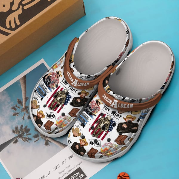 Merchidea Jason Aldean Music Crocs Crocband Clogs Shoes Comfortable For Men Women and Kids
