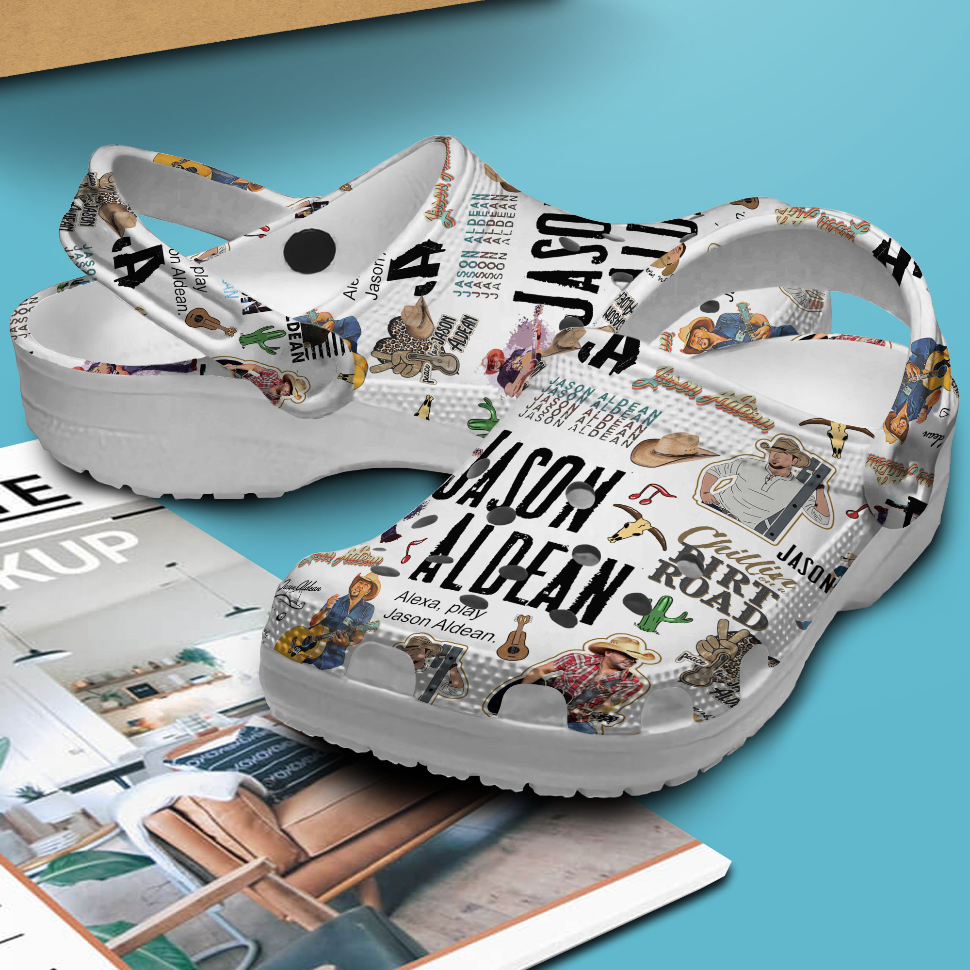 Merchidea Jason Aldean Music Crocs Crocband Clogs Shoes Comfortable For Men Women and Kids