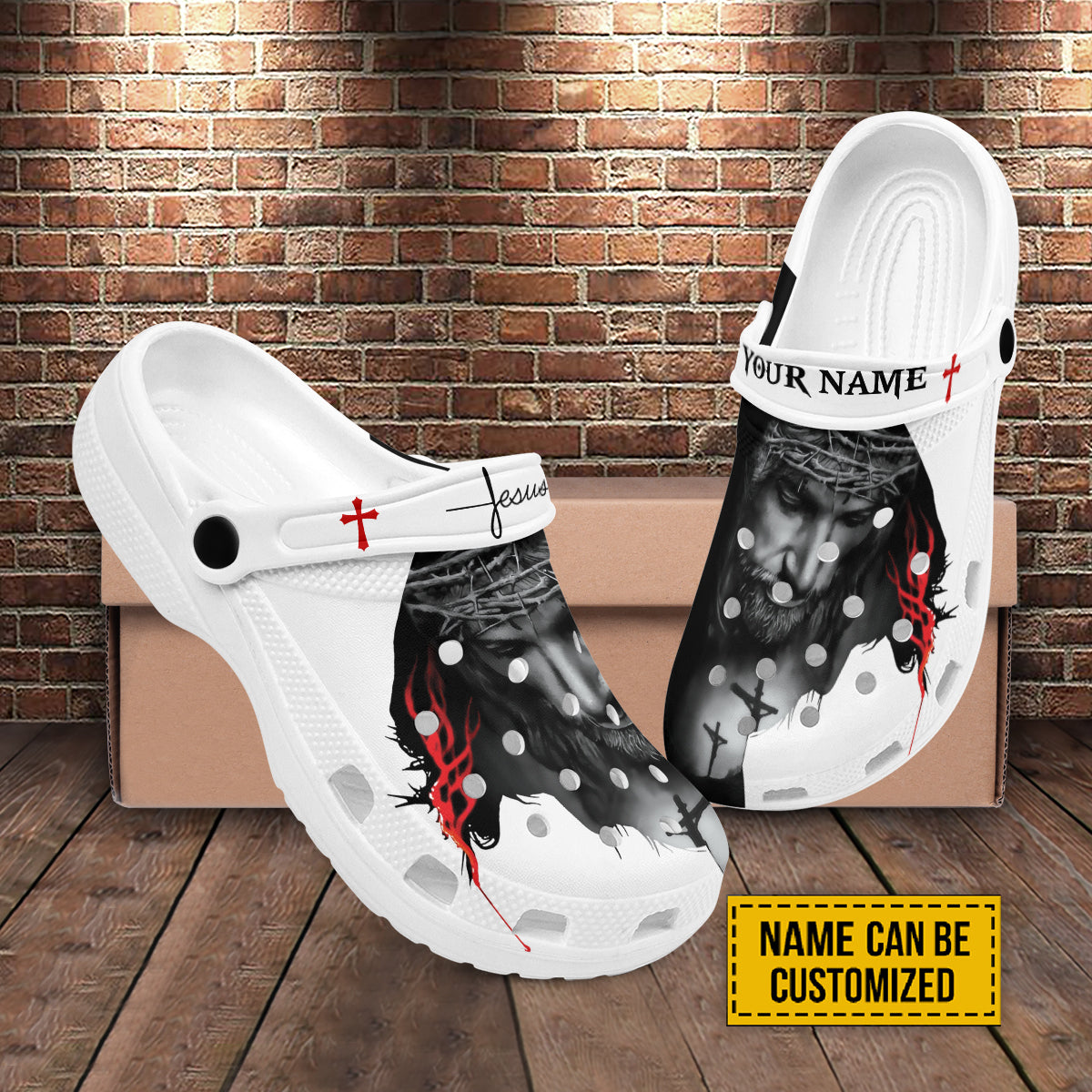 Merchidea Jesus Lion Portrait Crocs Crocband Clogs Shoes Comfortable For Men Women and Kids Lion Of Judah Jesus-Inspired Presents Son Of God