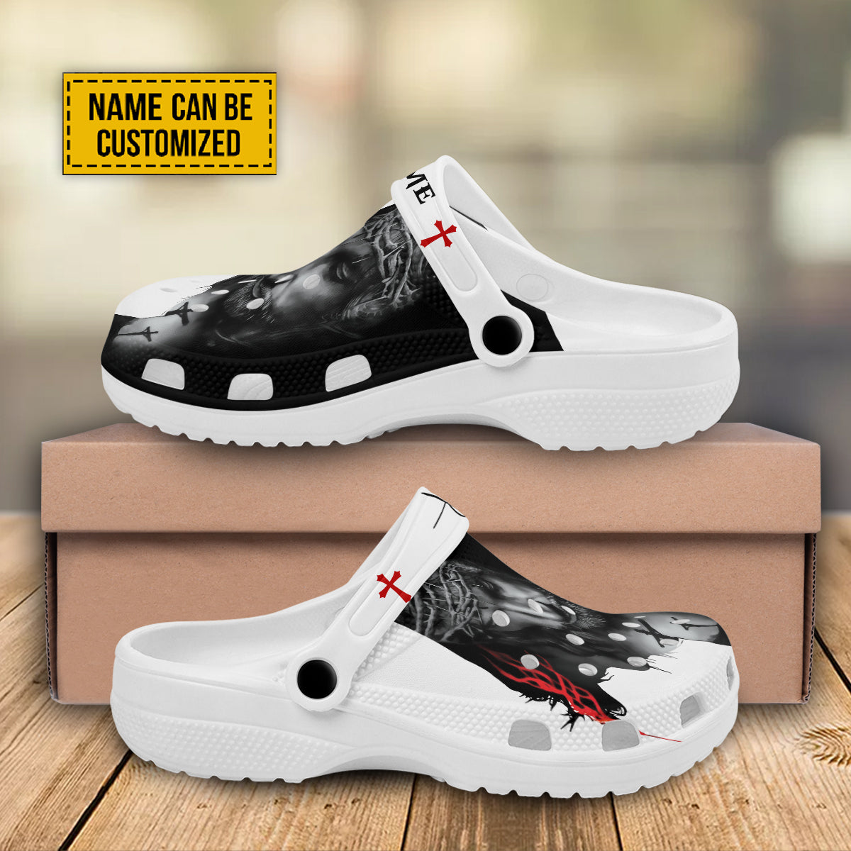 Merchidea Jesus Lion Portrait Crocs Crocband Clogs Shoes Comfortable For Men Women and Kids Lion Of Judah Jesus-Inspired Presents Son Of God