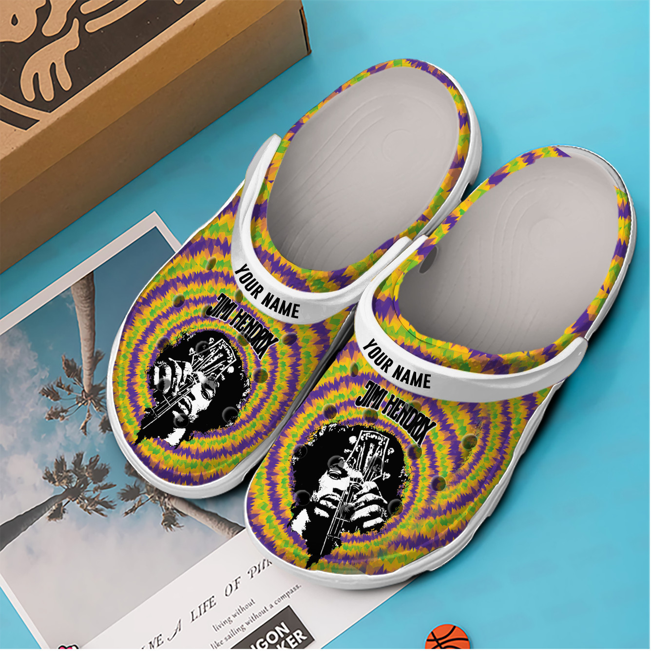 Merchidea Jimi Hendrix Music Crocs Crocband Clogs Shoes Comfortable For Men Women and Kids