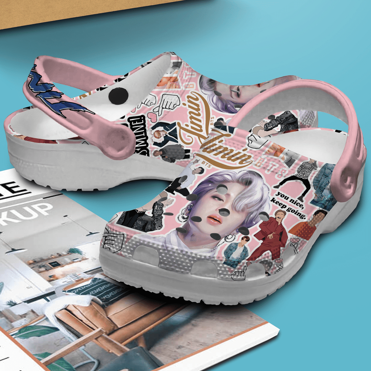 Merchidea Jimin BTS Band Music Crocs Crocband Clogs Shoes Comfortable For Men Women and Kids (Pink)