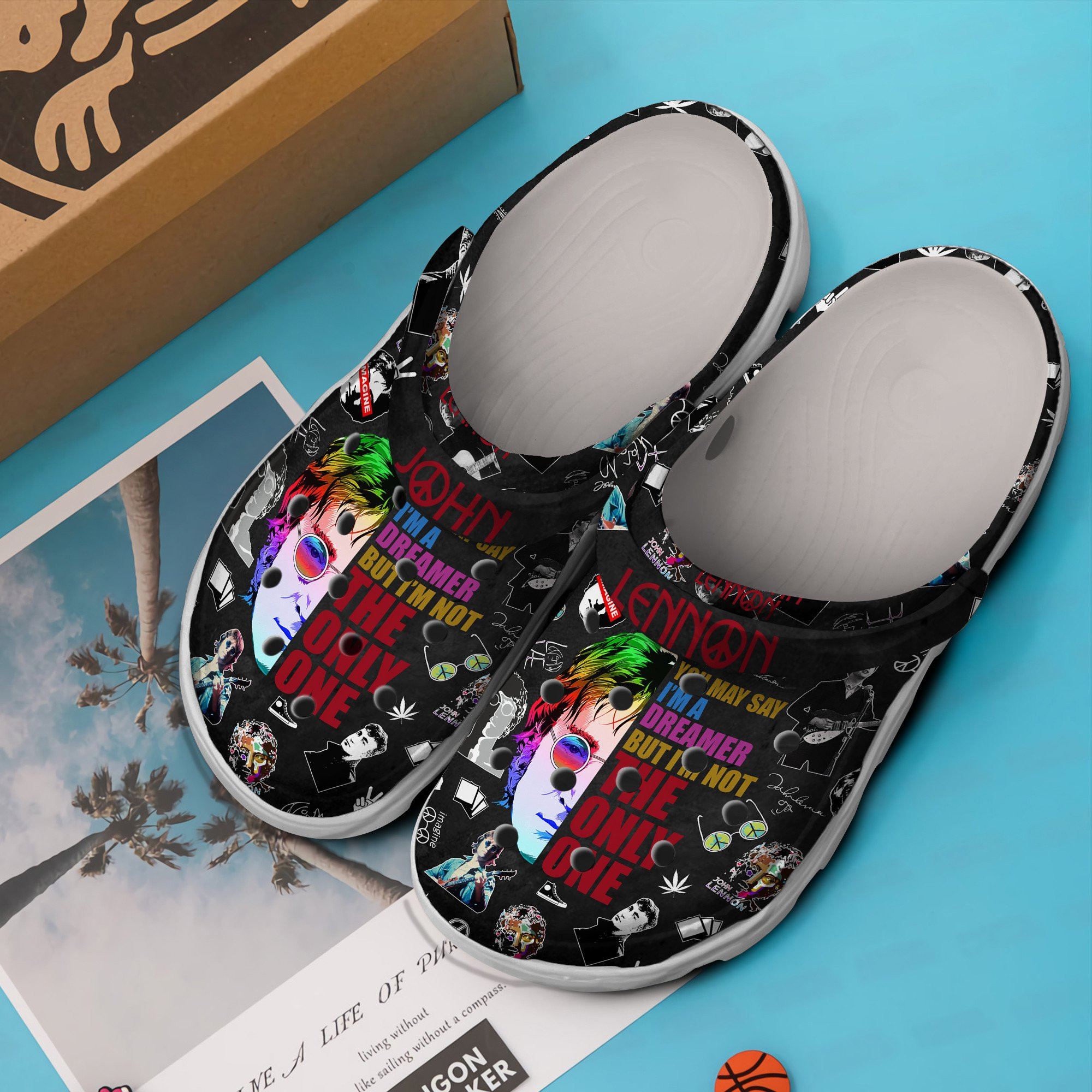 Merchidea John Lennon Music Crocs Crocband Clogs Shoes Comfortable For Men Women and Kids