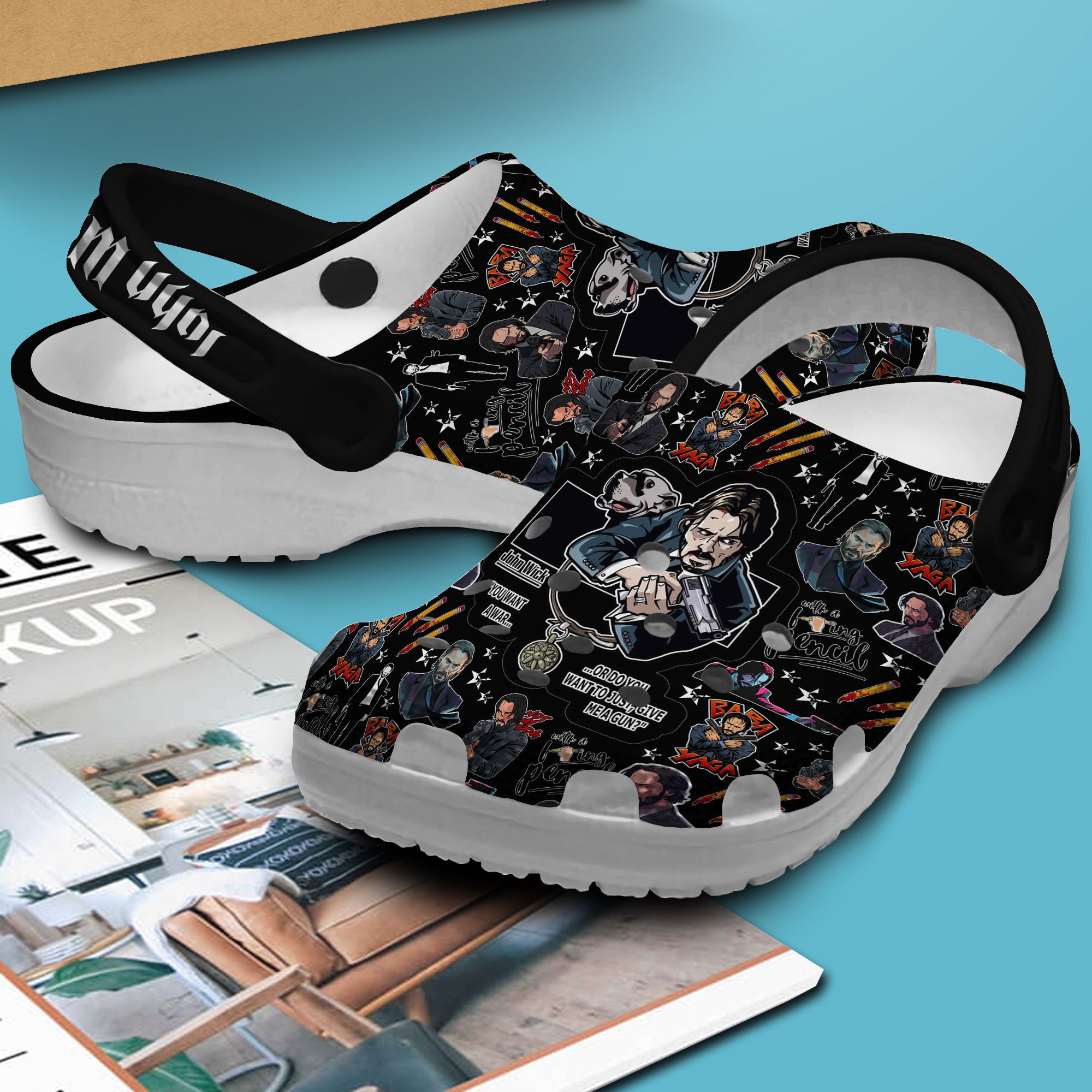 Merchidea John Wick Movie Crocs Crocband Clogs Shoes Comfortable For Men Women and Kids
