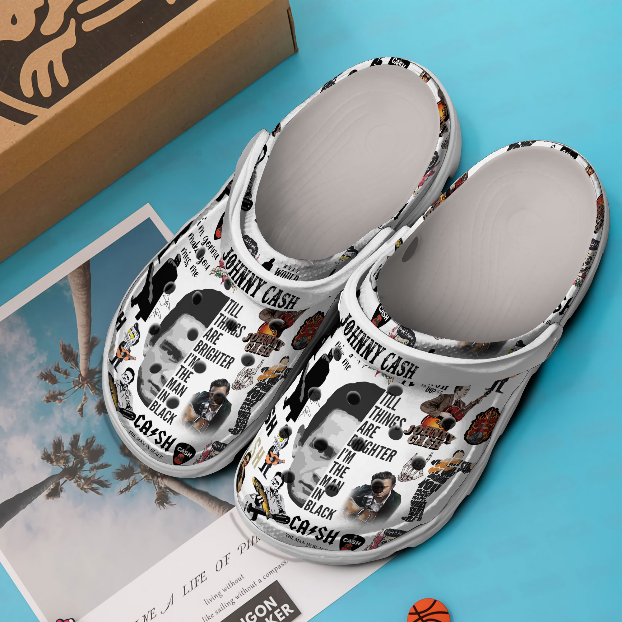 Merchidea Johnny Cash Music Crocs Crocband Clogs Shoes Comfortable For Men Women and Kids