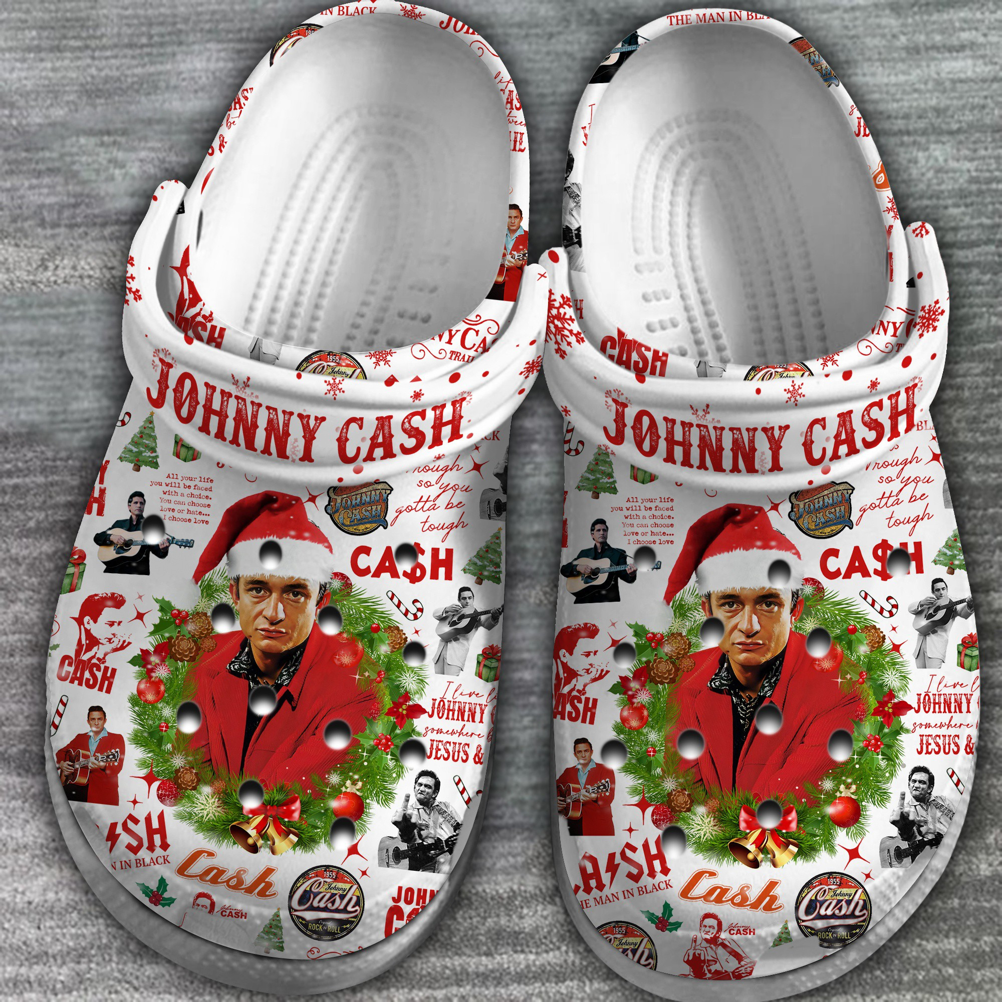 Merchidea Johnny Cash Music Crocs Crocband Clogs Shoes Comfortable For Men Women and Kids