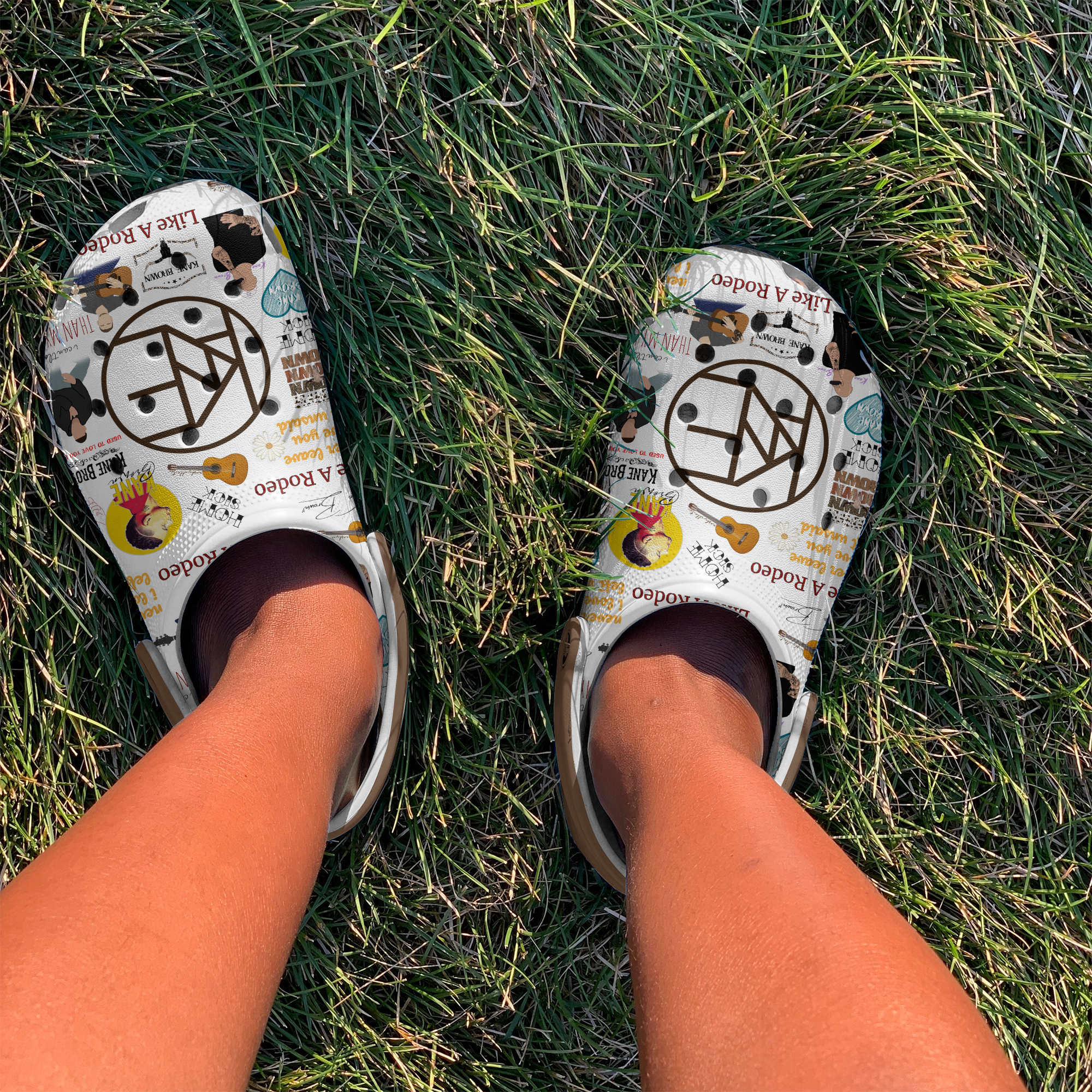 Merchidea Kane Brown Music Crocs Crocband Clogs Shoes Comfortable For Men Women and Kids