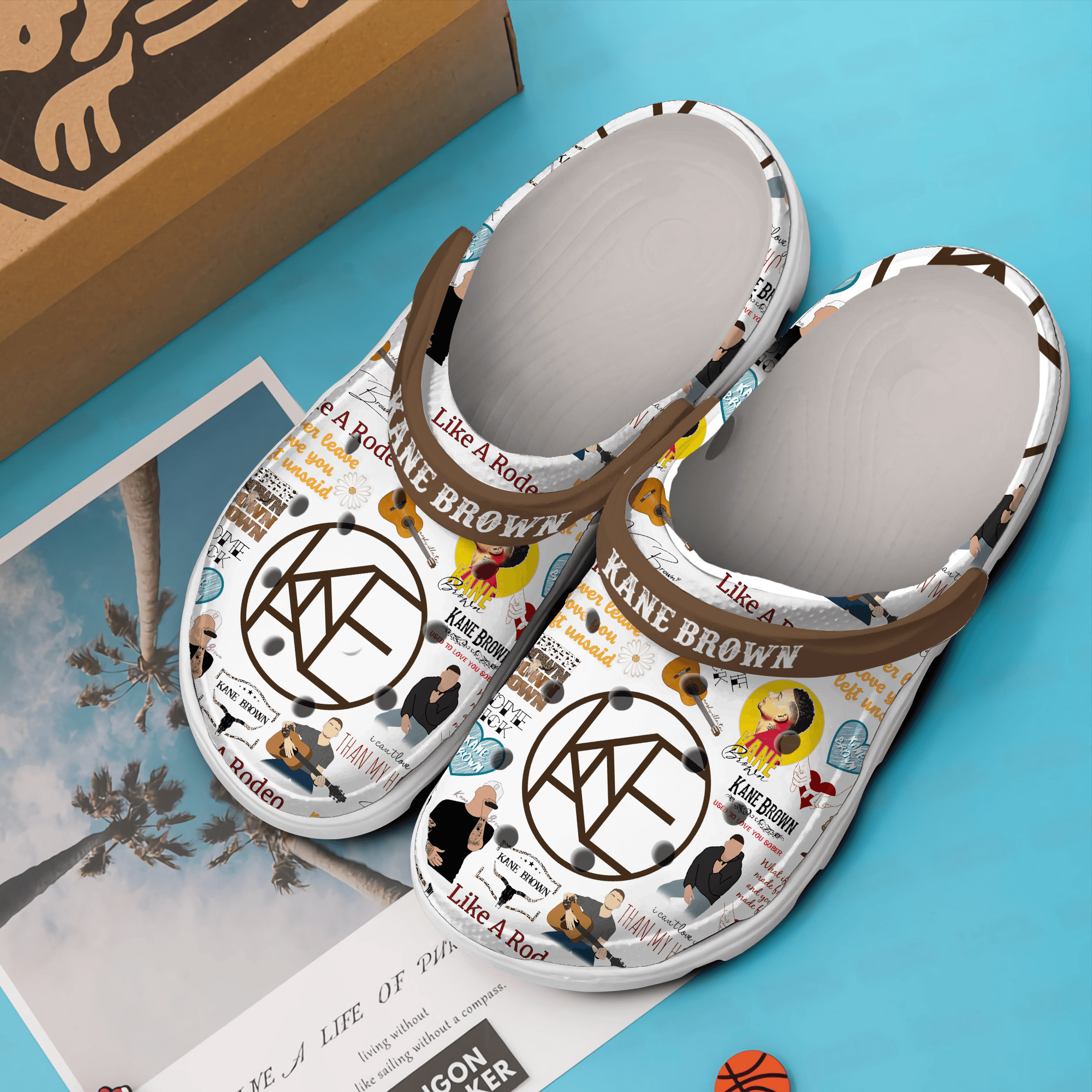 Merchidea Kane Brown Music Crocs Crocband Clogs Shoes Comfortable For Men Women and Kids