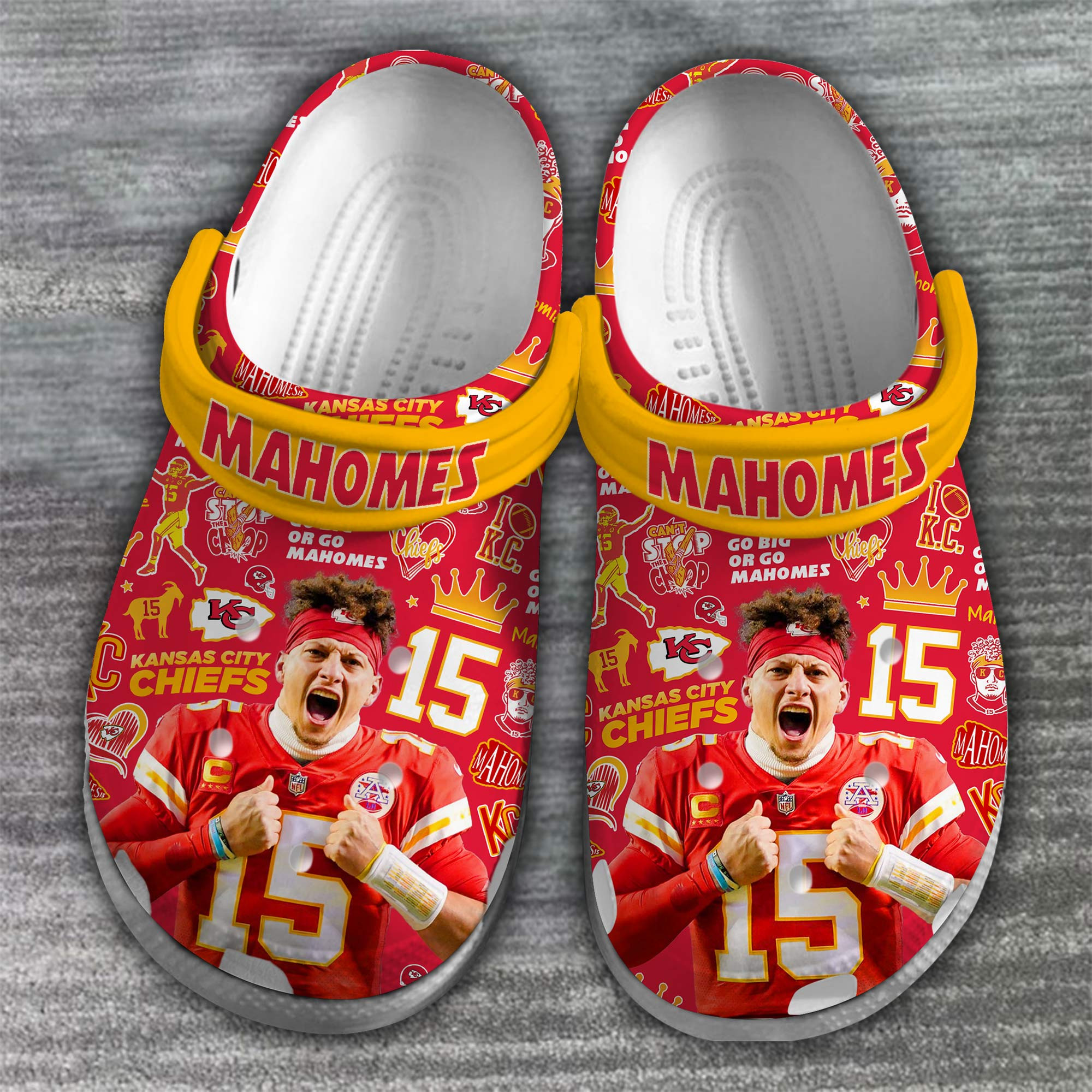 Merchidea Kansas City Chiefs Mahomes NFL Sport Crocs Crocband Clogs Shoes Comfortable For Men Women and Kids