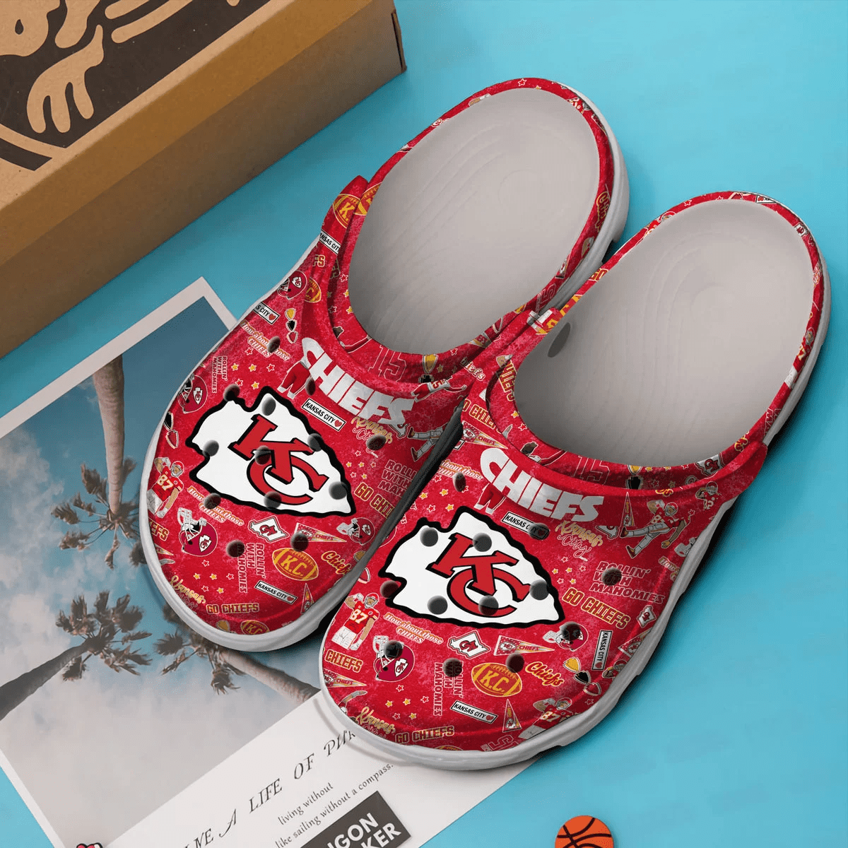 Merchidea Kansas City Chiefs NFL Christmas Crocs Clogs Crocband Shoes Comfortable For Men Women and Kids